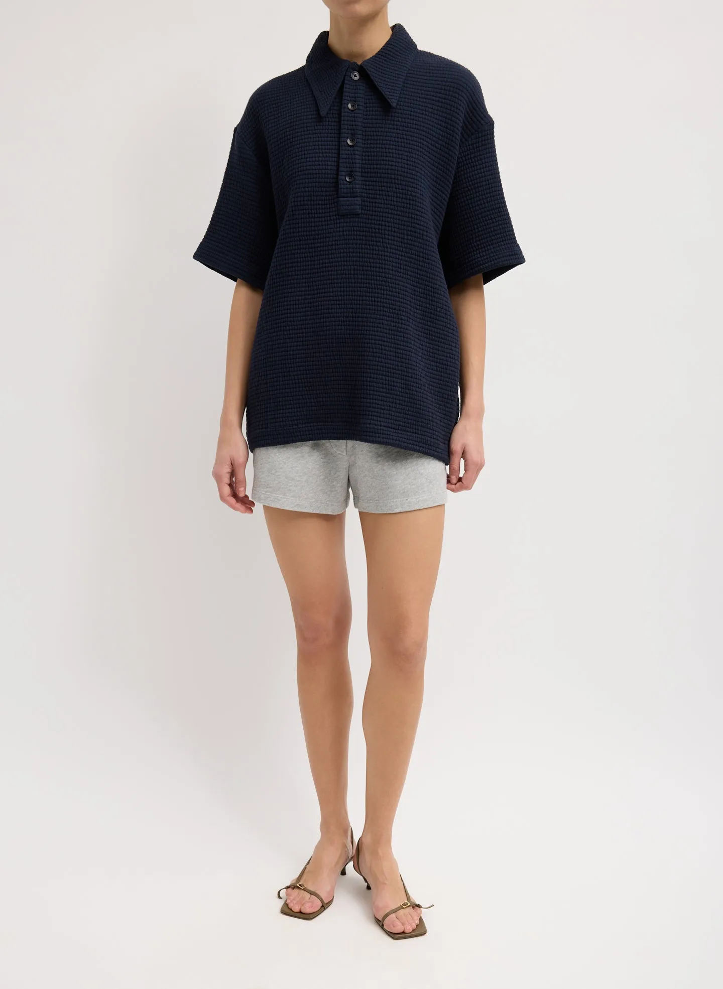 Quilted Waffle Polo Tunic Top sold by Tibi product image thumbnail 3
