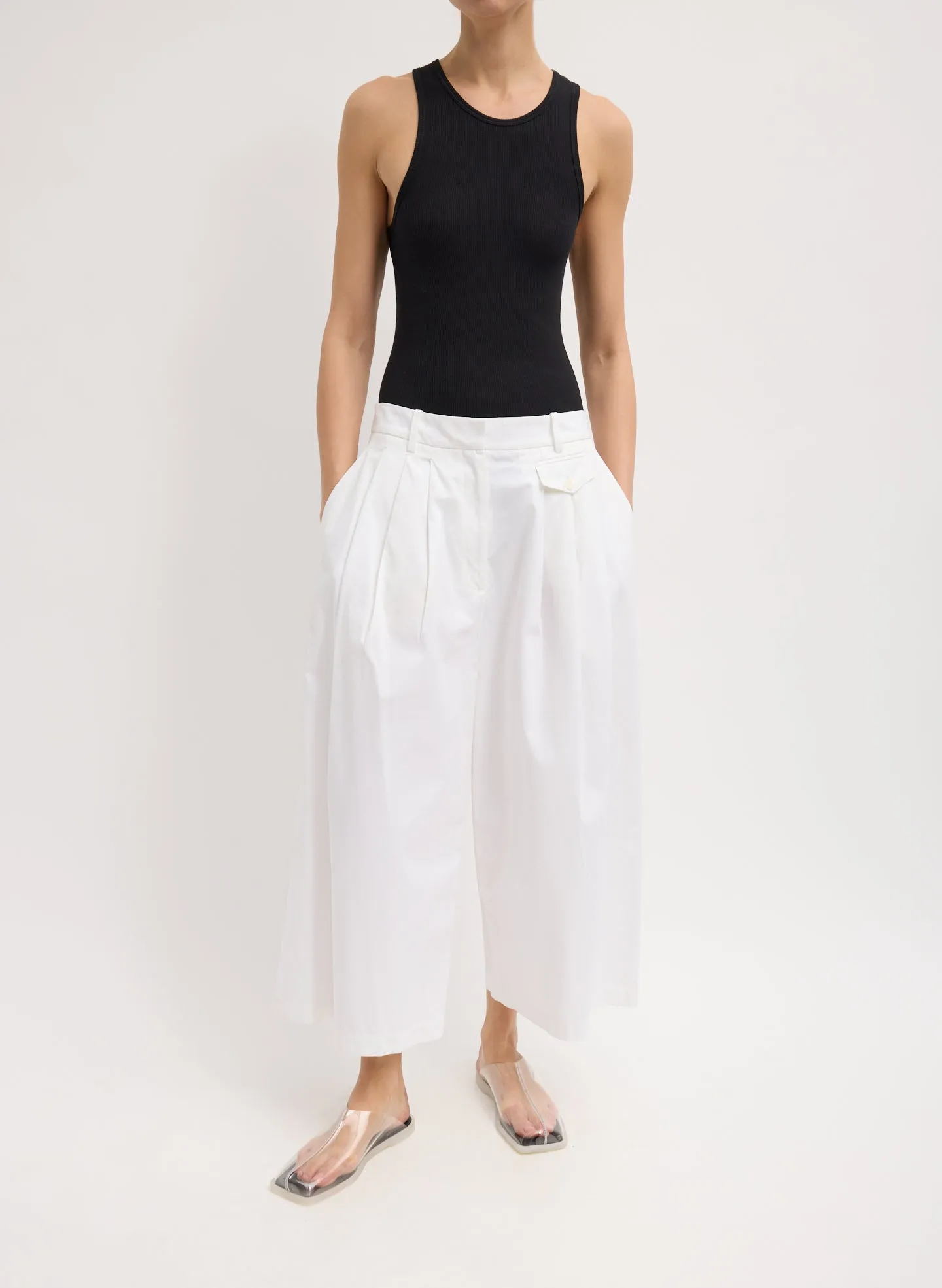 Bio Twill Triple Pleat Cropped Pant sold by Tibi