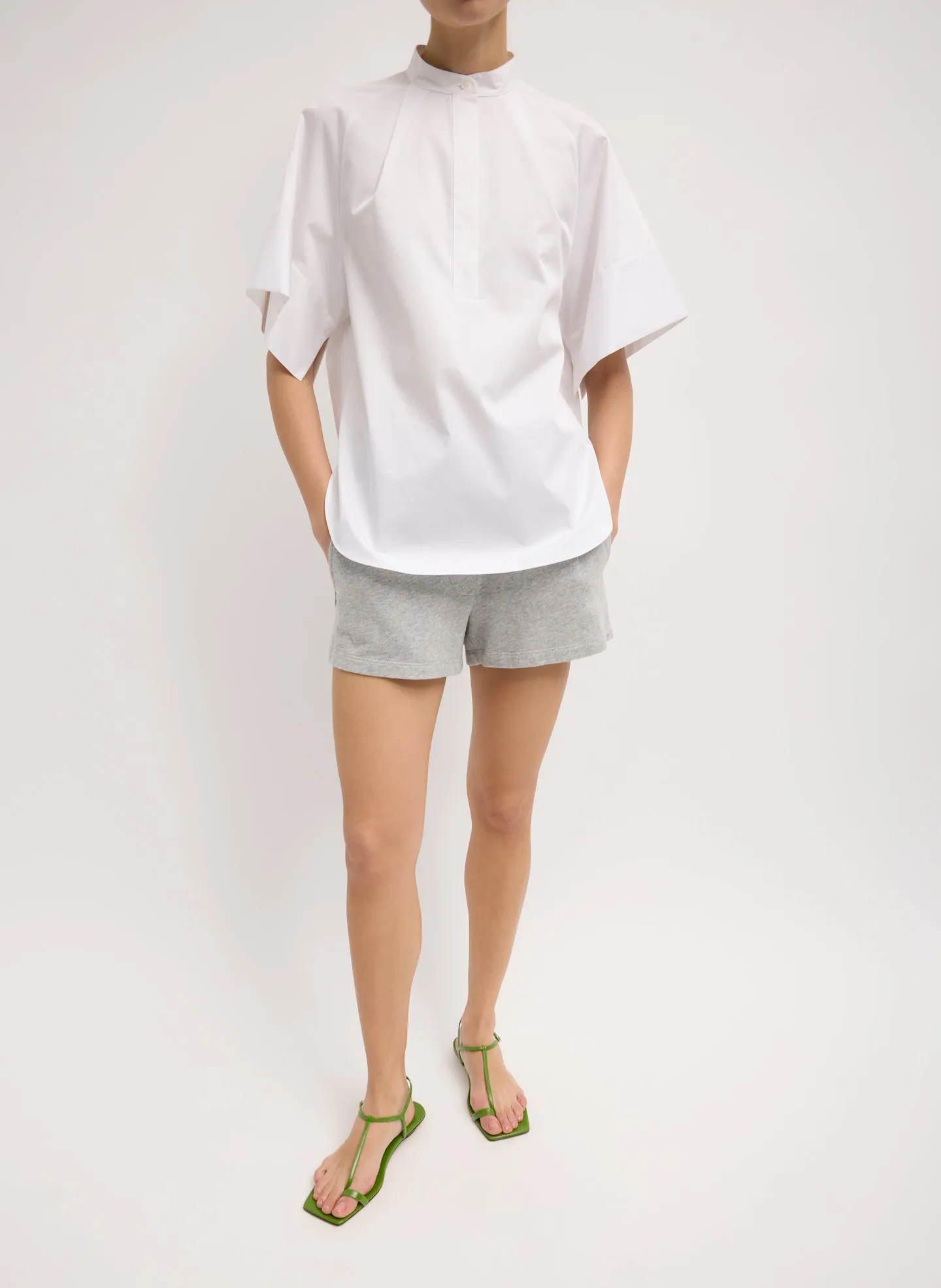 Eco Poplin Raglan Tucked Short Sleeve Shirt sold by Tibi