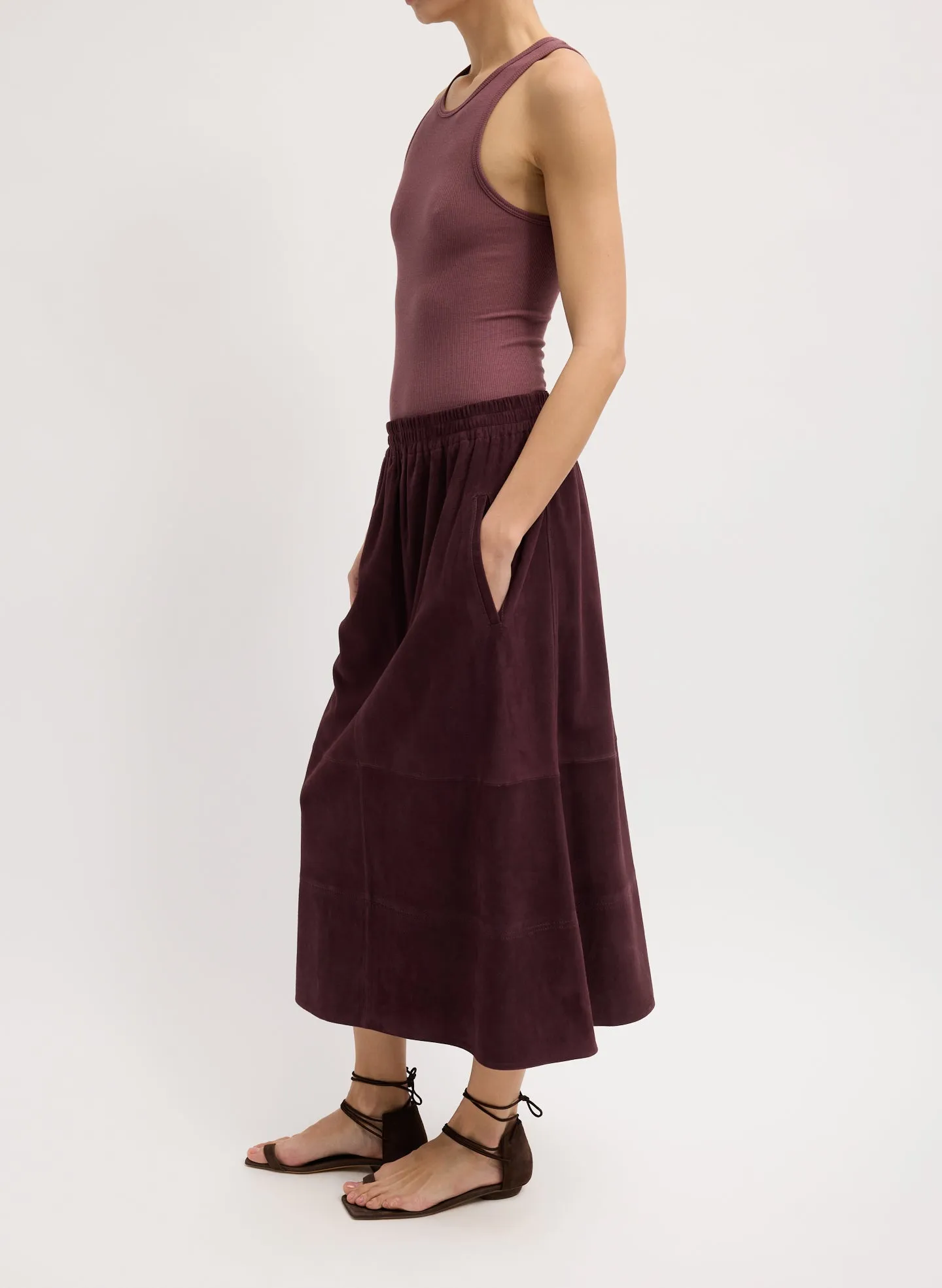 Cassiterite Suede Pull On Full Skirt sold by Tibi