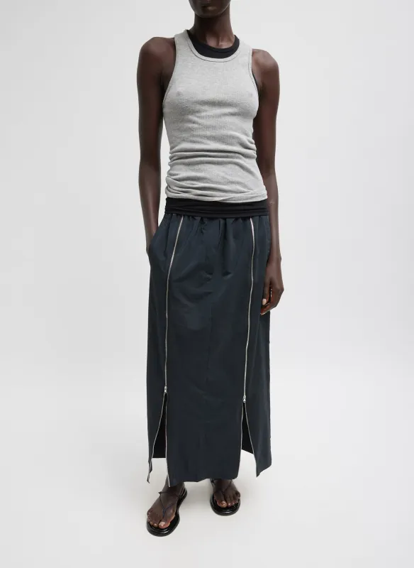 Nylon Zipper Maxi Skirt made by Tibi