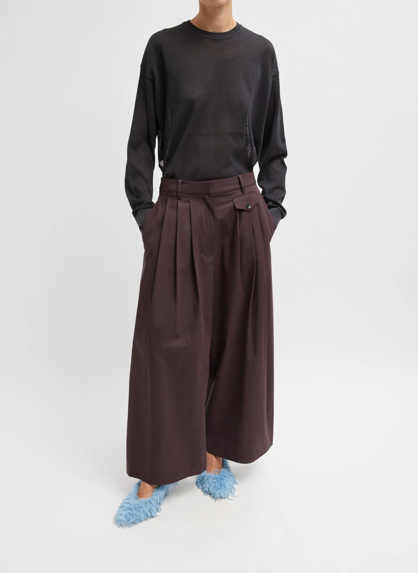 Bio Twill Triple Pleat Cropped Pant sold by Tibi