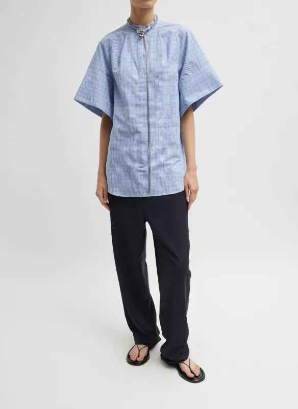Franklin Check Raglan Tucked Short Sleeve Shirt made by Tibi