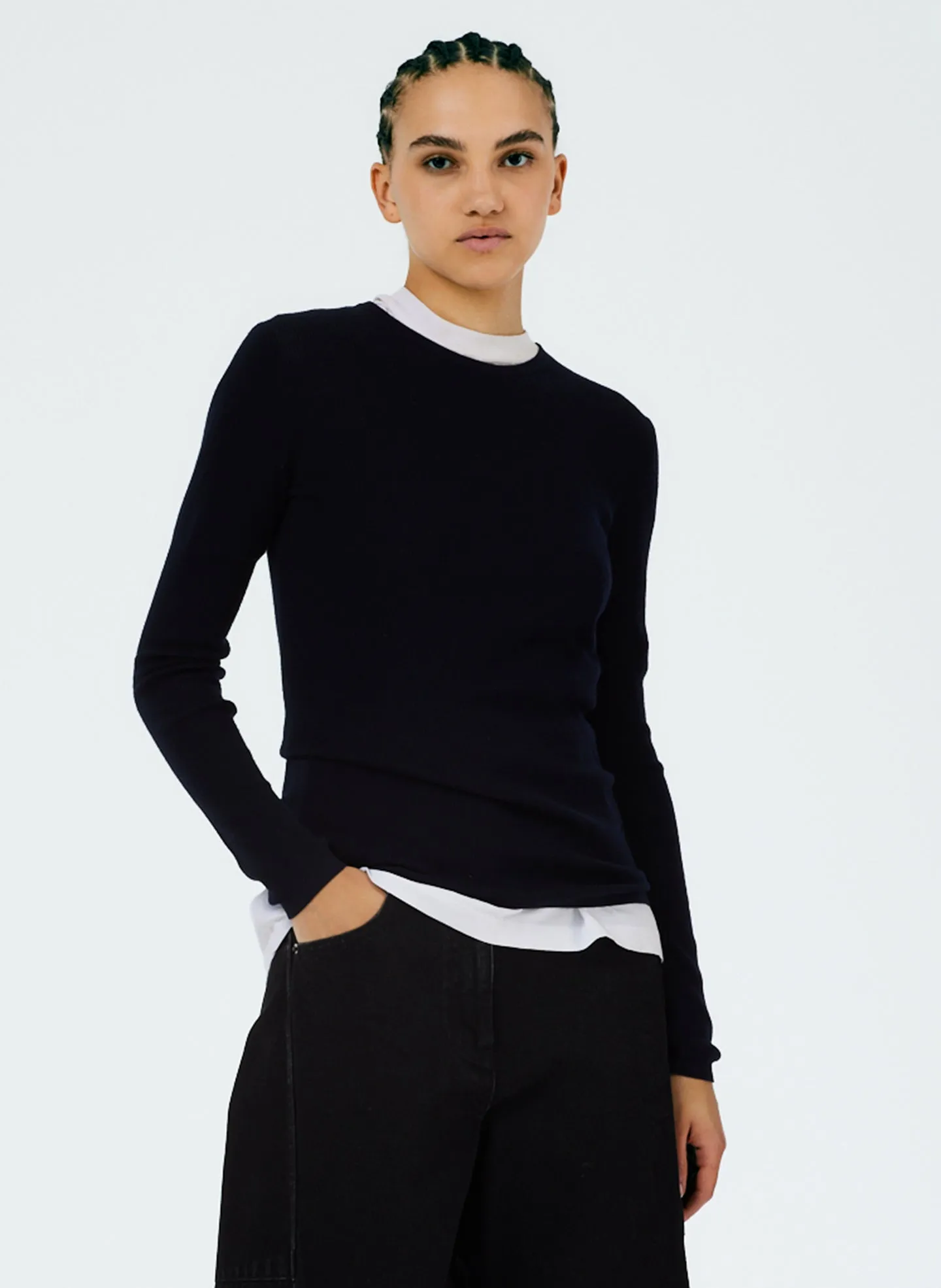 Feather Weight Ribbed Crewneck Pullover Sweater sold by Tibi