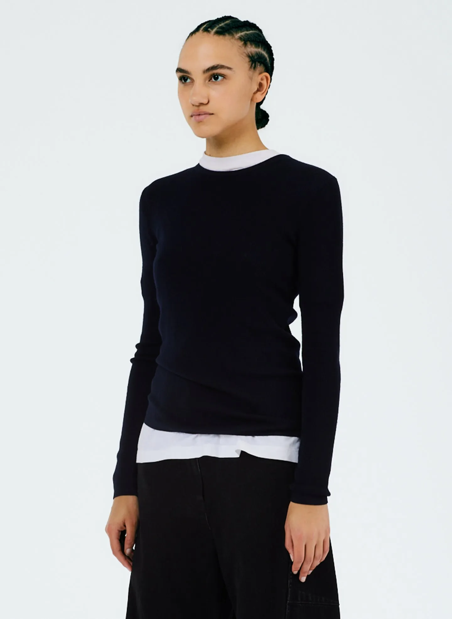 Feather Weight Ribbed Crewneck Pullover Sweater sold by Tibi product image thumbnail 3