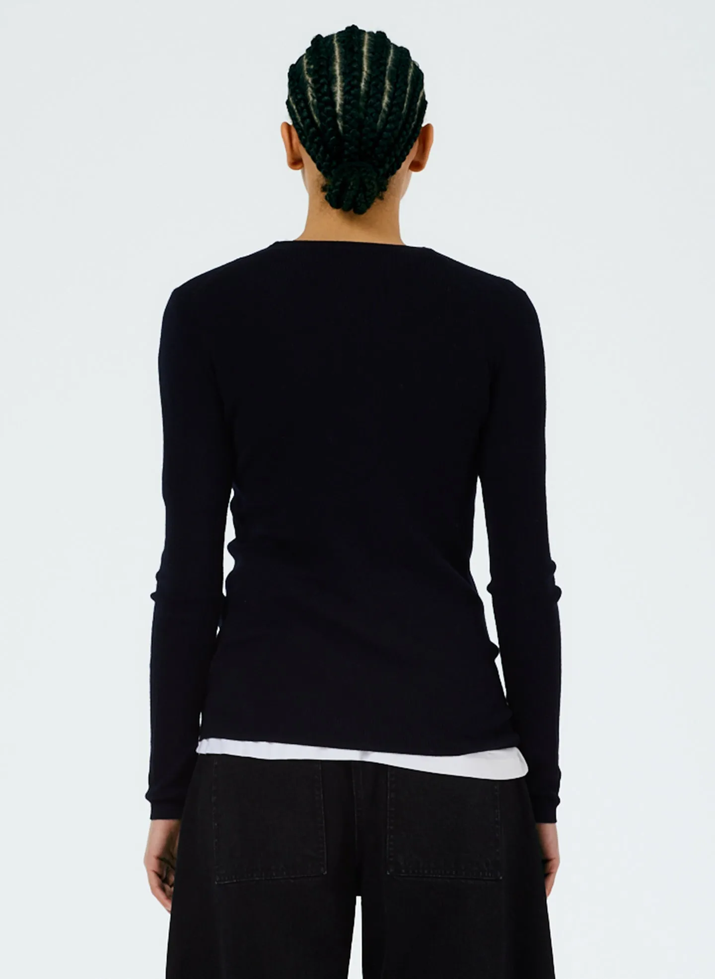Feather Weight Ribbed Crewneck Pullover Sweater sold by Tibi product image thumbnail 4