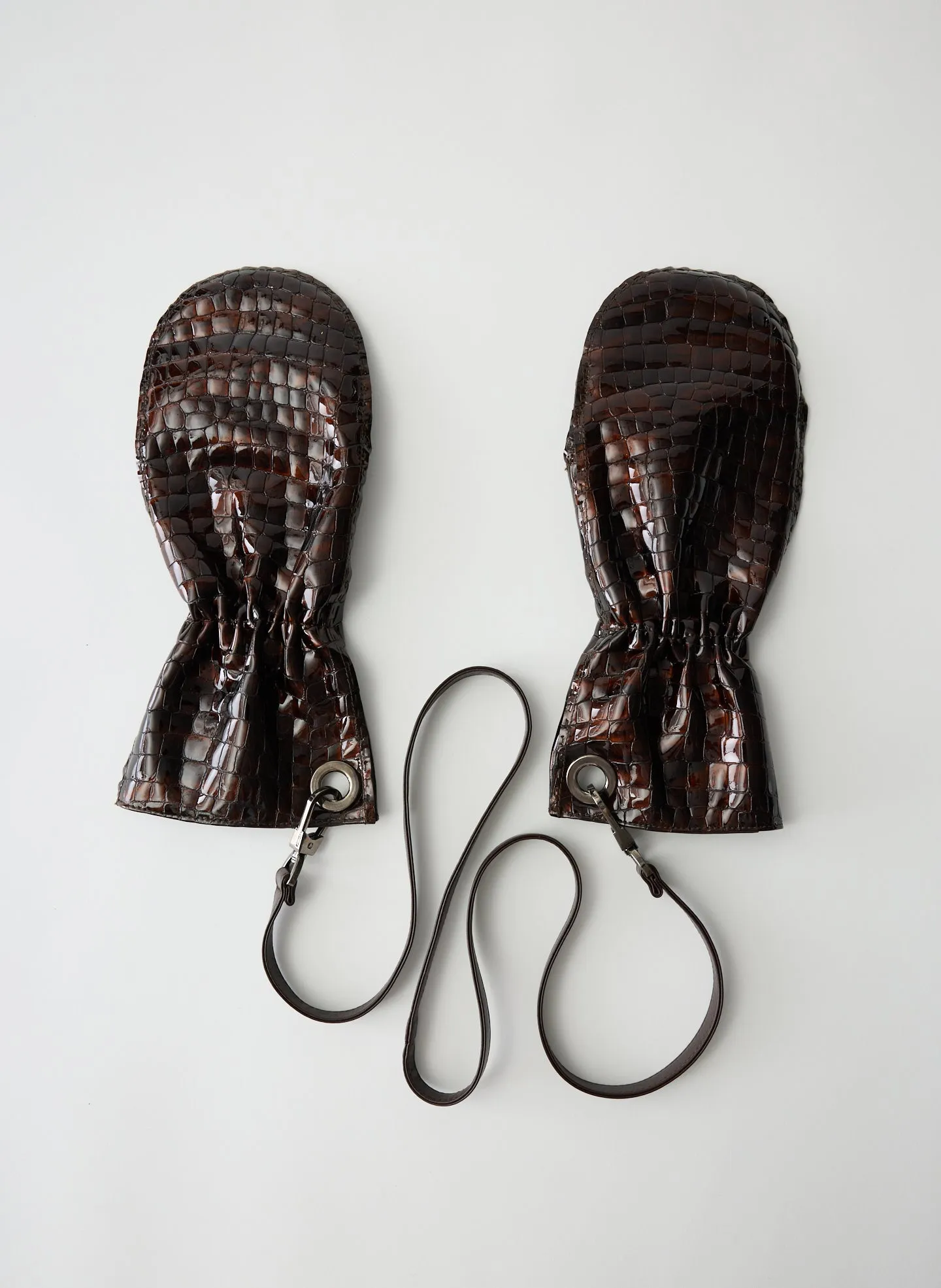 Crocodile Embossed Leather Mittens sold by Tibi