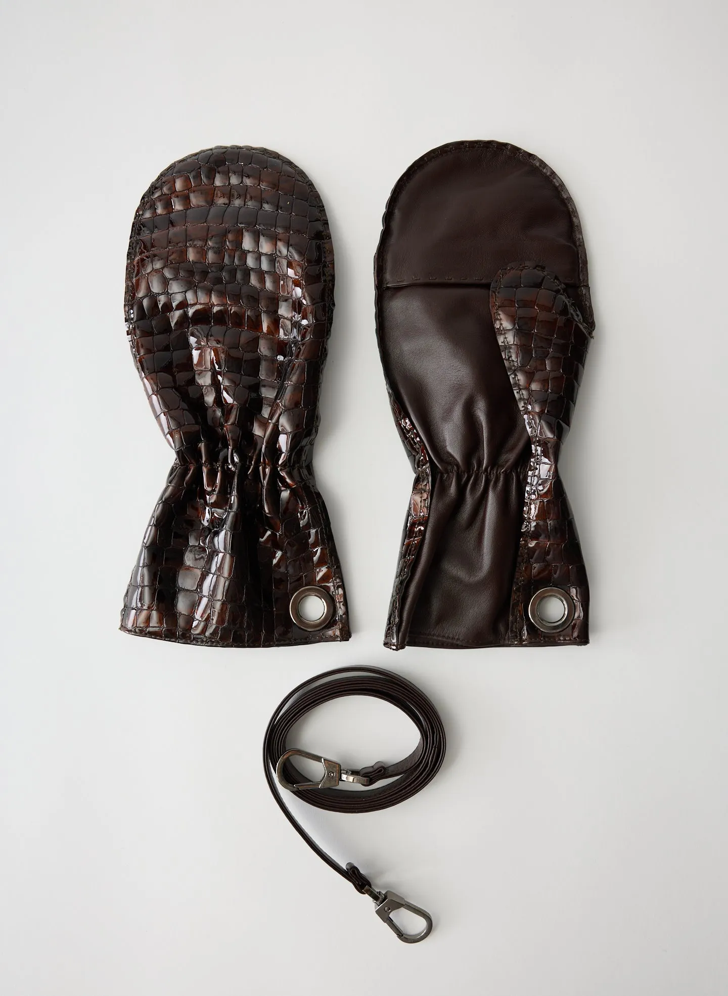 Crocodile Embossed Leather Mittens sold by Tibi product image thumbnail 2