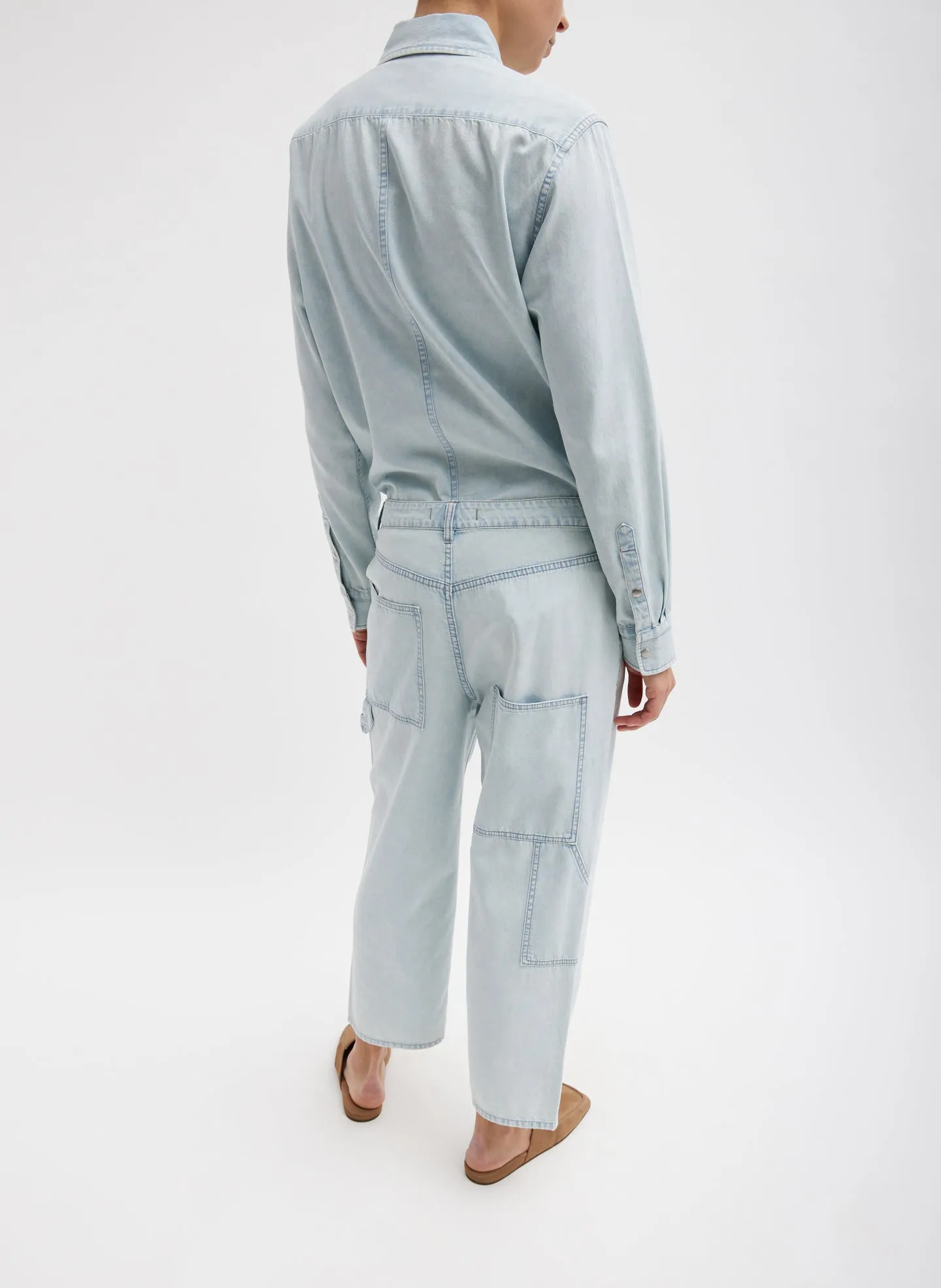 Summer Denim Cropped Slouchy Cargo Jean sold by Tibi product image thumbnail 3