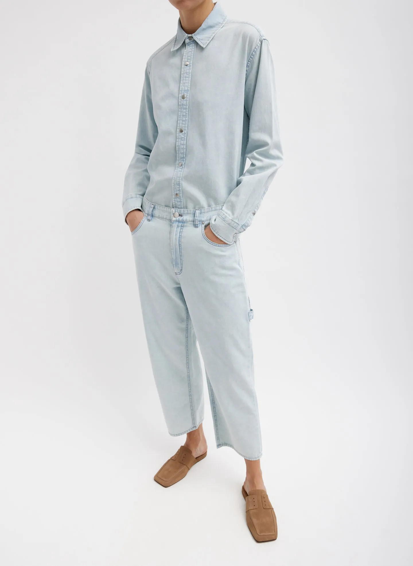 Summer Denim Cropped Slouchy Cargo Jean sold by Tibi