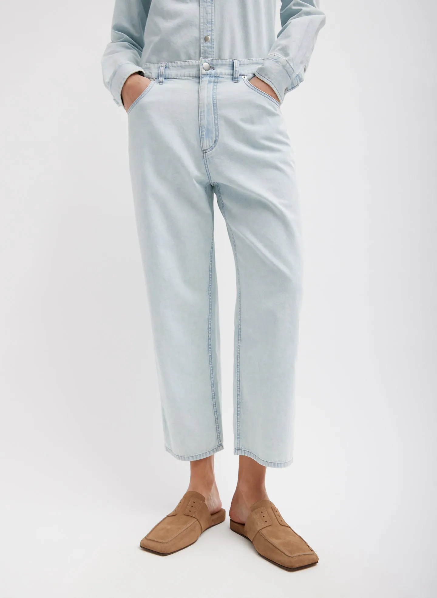Summer Denim Cropped Slouchy Cargo Jean sold by Tibi product image thumbnail 2