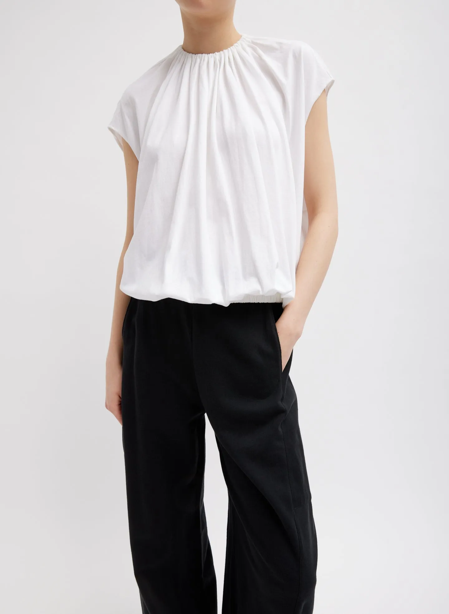 T-Shirting Shirred Neck Circular Top sold by Tibi