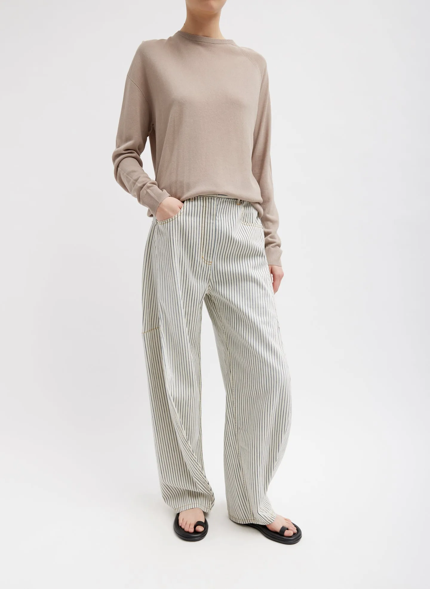 Stone Washed Striped Denim Sid Jean sold by Tibi