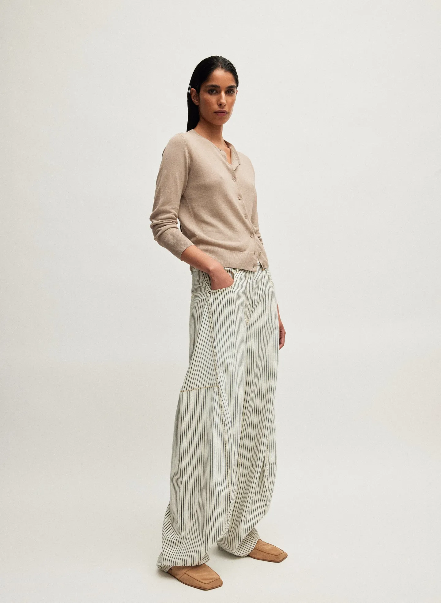 Stone Washed Striped Denim Sid Jean sold by Tibi product image thumbnail 2