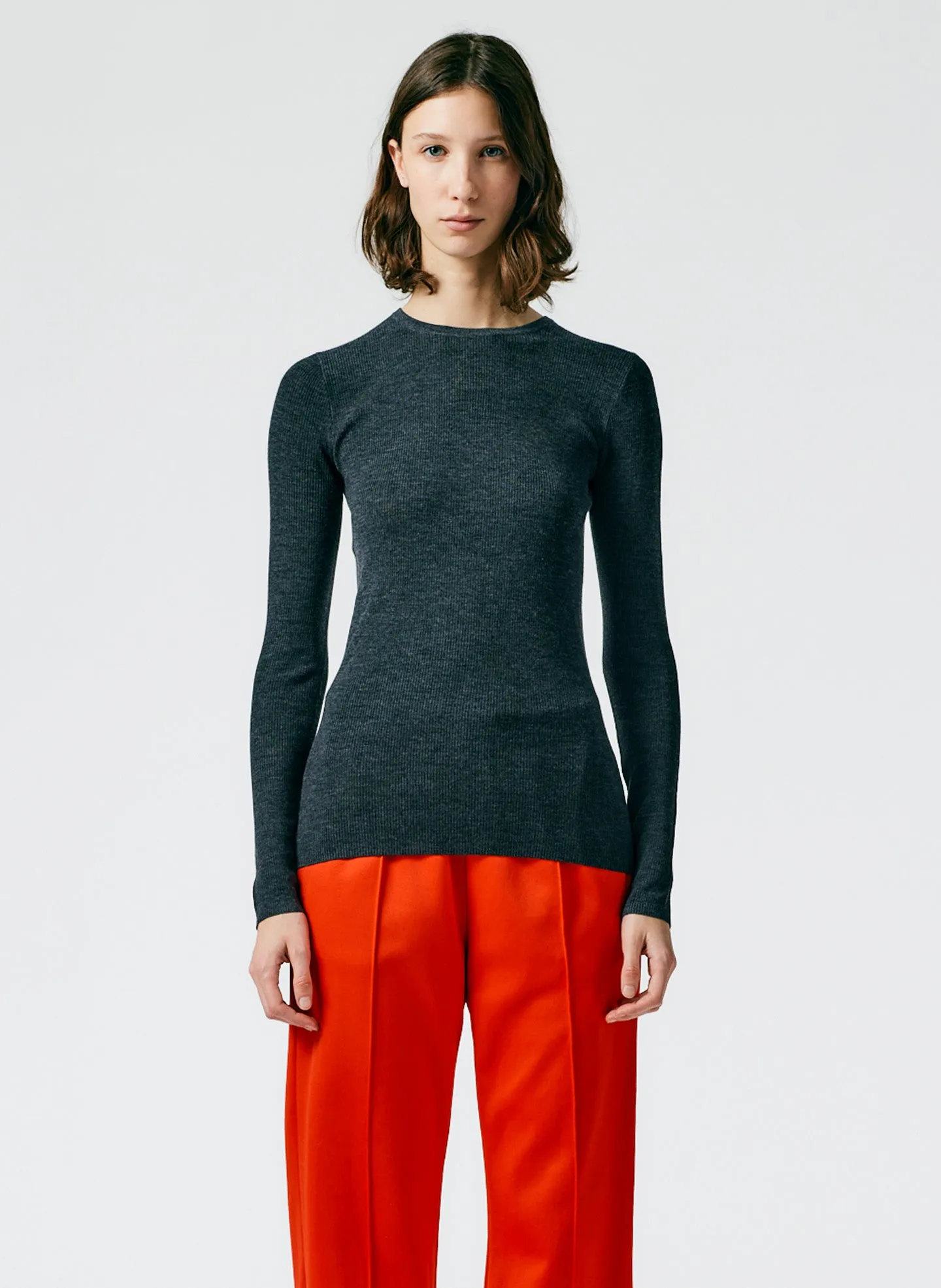 Feather Weight Ribbed Crewneck Pullover Sweater sold by Tibi