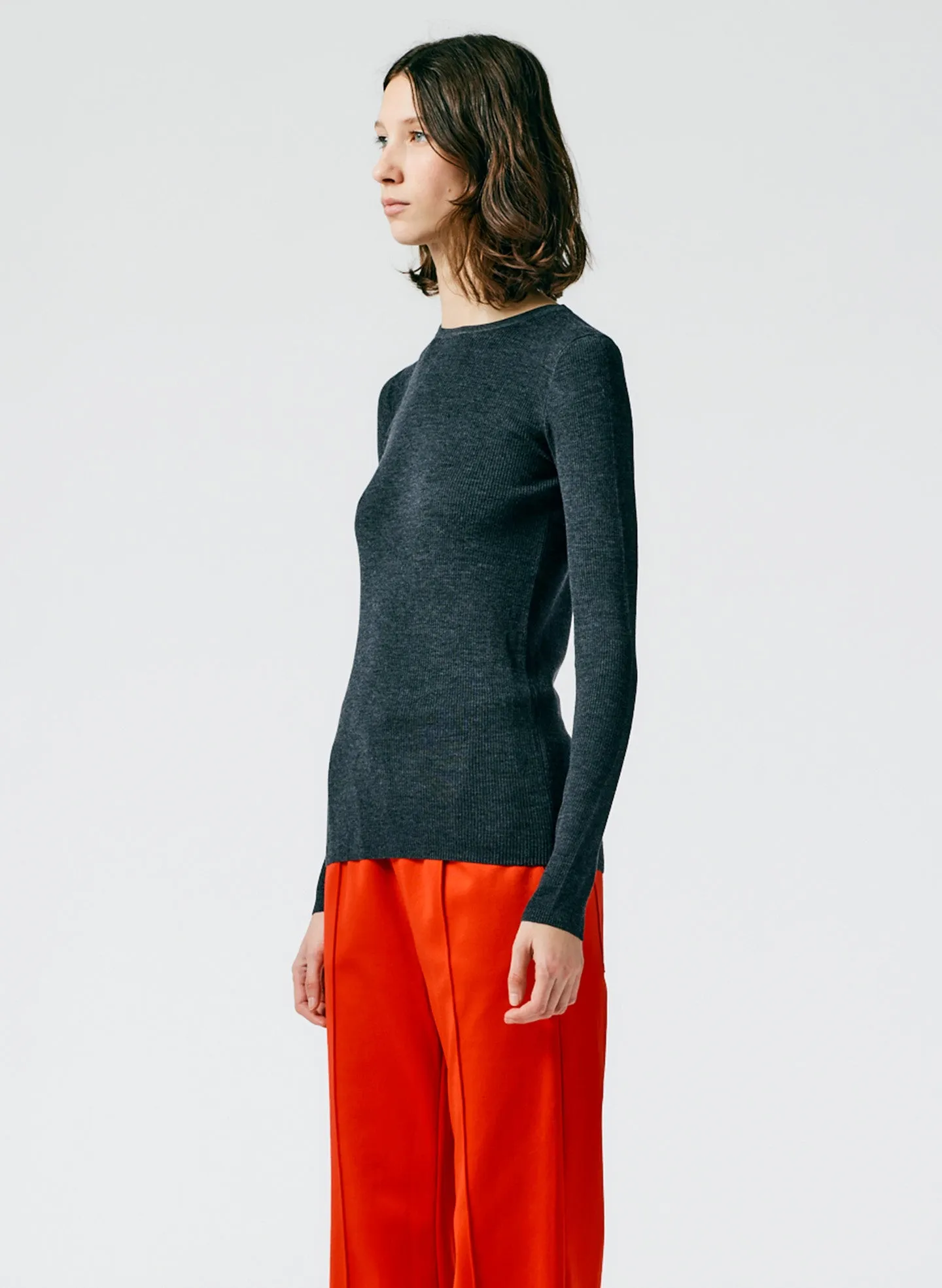 Feather Weight Ribbed Crewneck Pullover Sweater sold by Tibi product image thumbnail 2