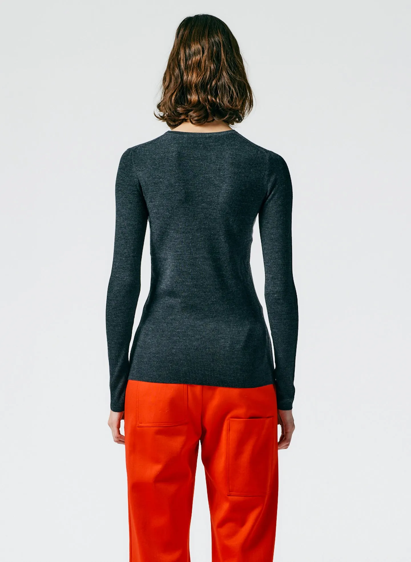 Feather Weight Ribbed Crewneck Pullover Sweater sold by Tibi product image thumbnail 3