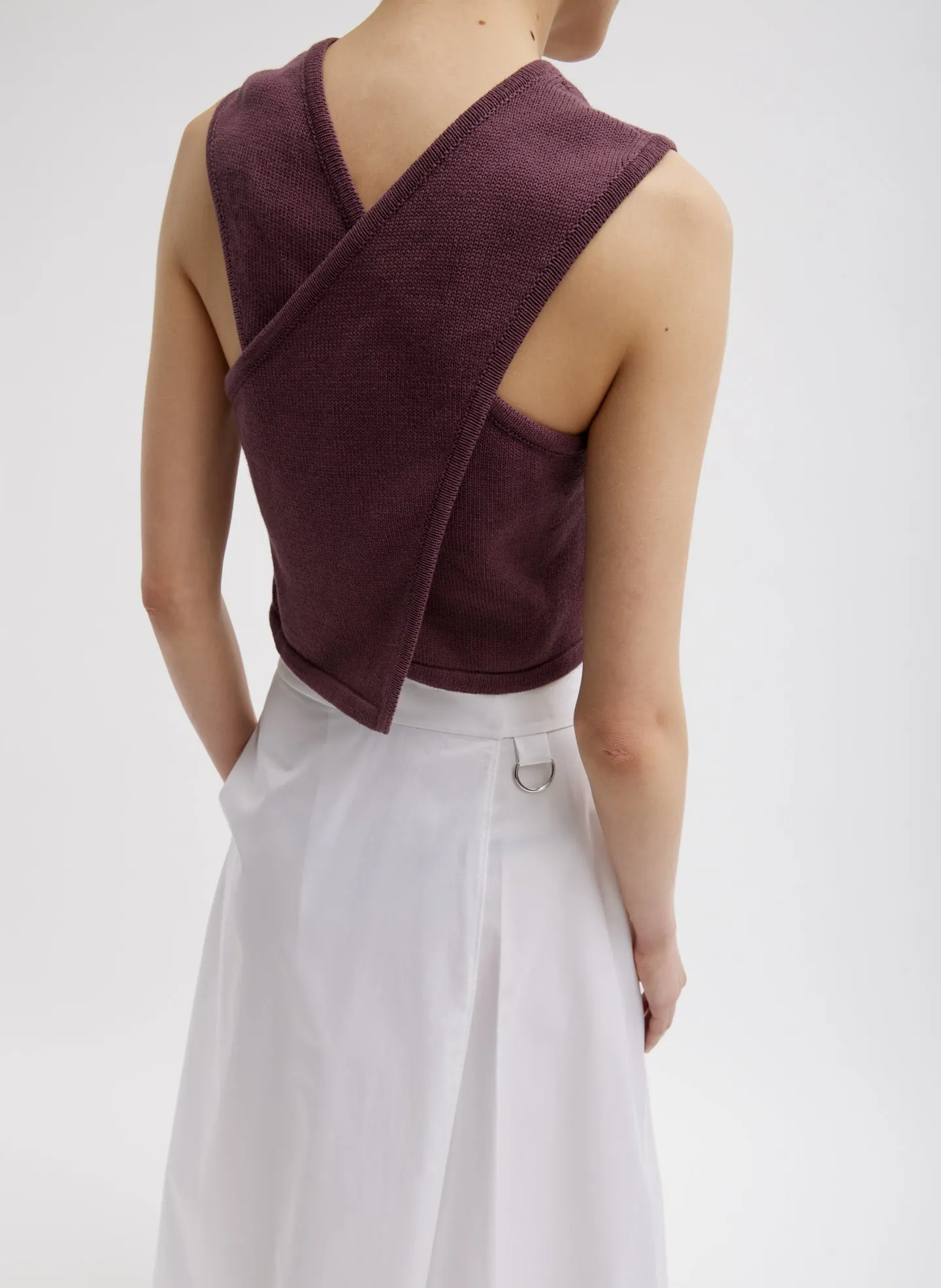Cotton Criss Cross Cropped Sleeveless Sweater sold by Tibi product image thumbnail 2