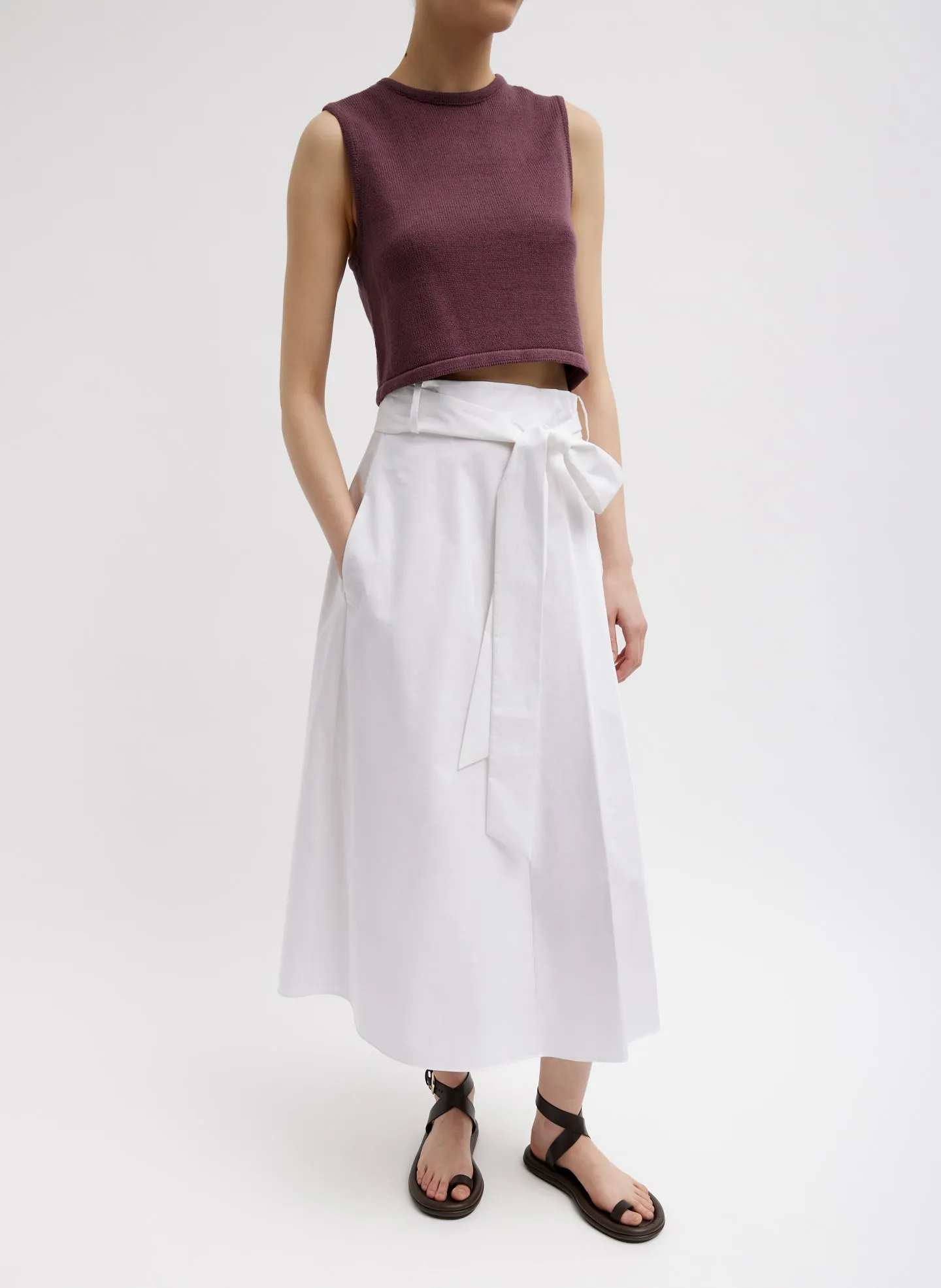 Cotton Criss Cross Cropped Sleeveless Sweater sold by Tibi