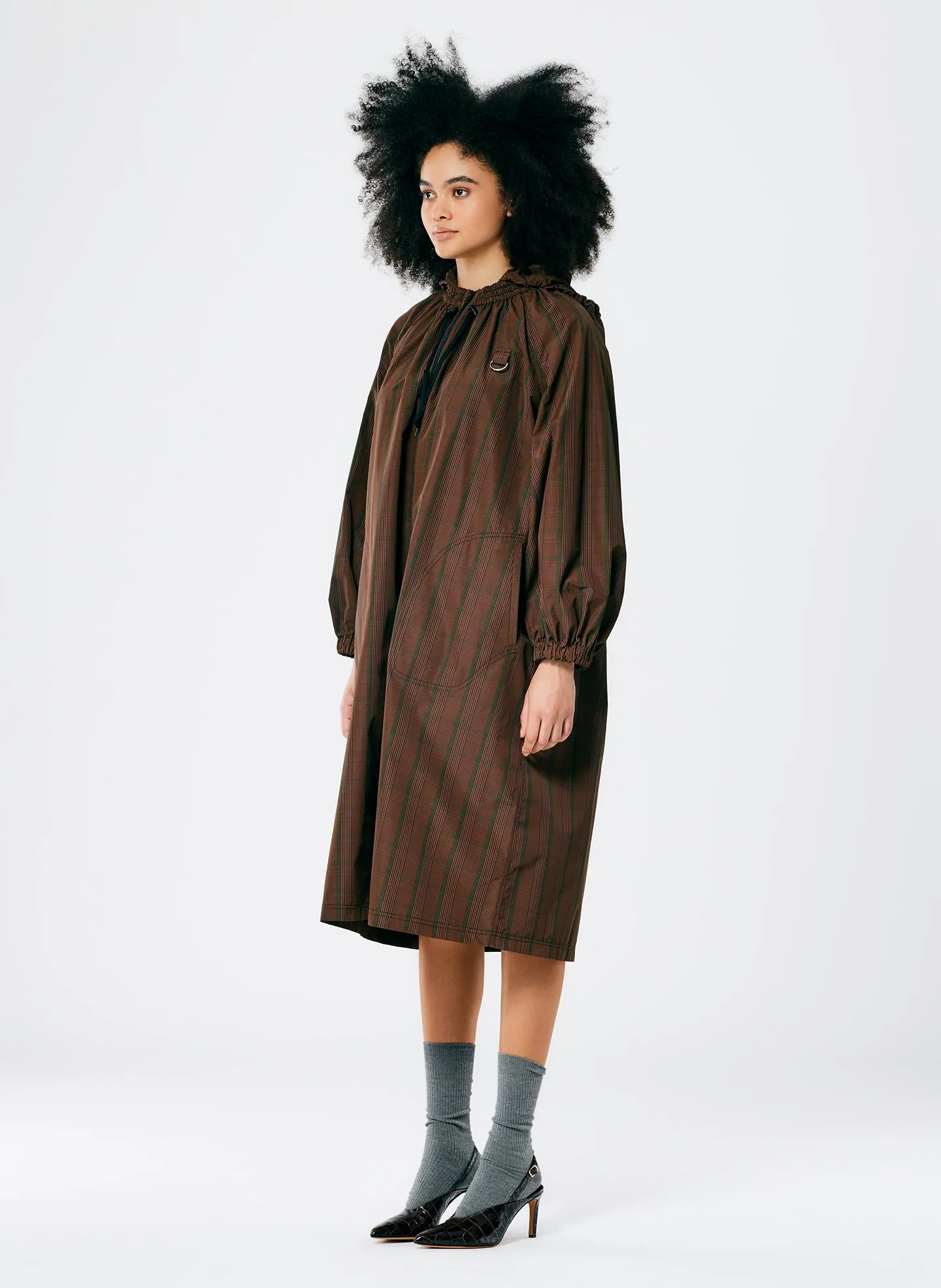 Plaid Tech Poly Long Anorak sold by Tibi product image thumbnail 4