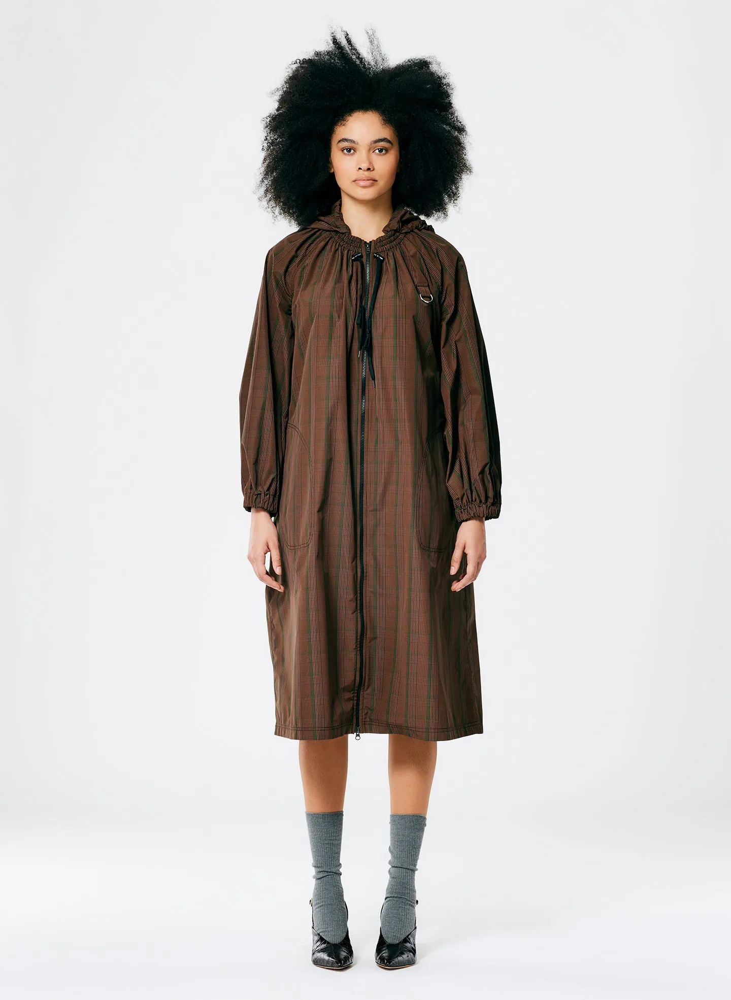 Plaid Tech Poly Long Anorak sold by Tibi product image thumbnail 3