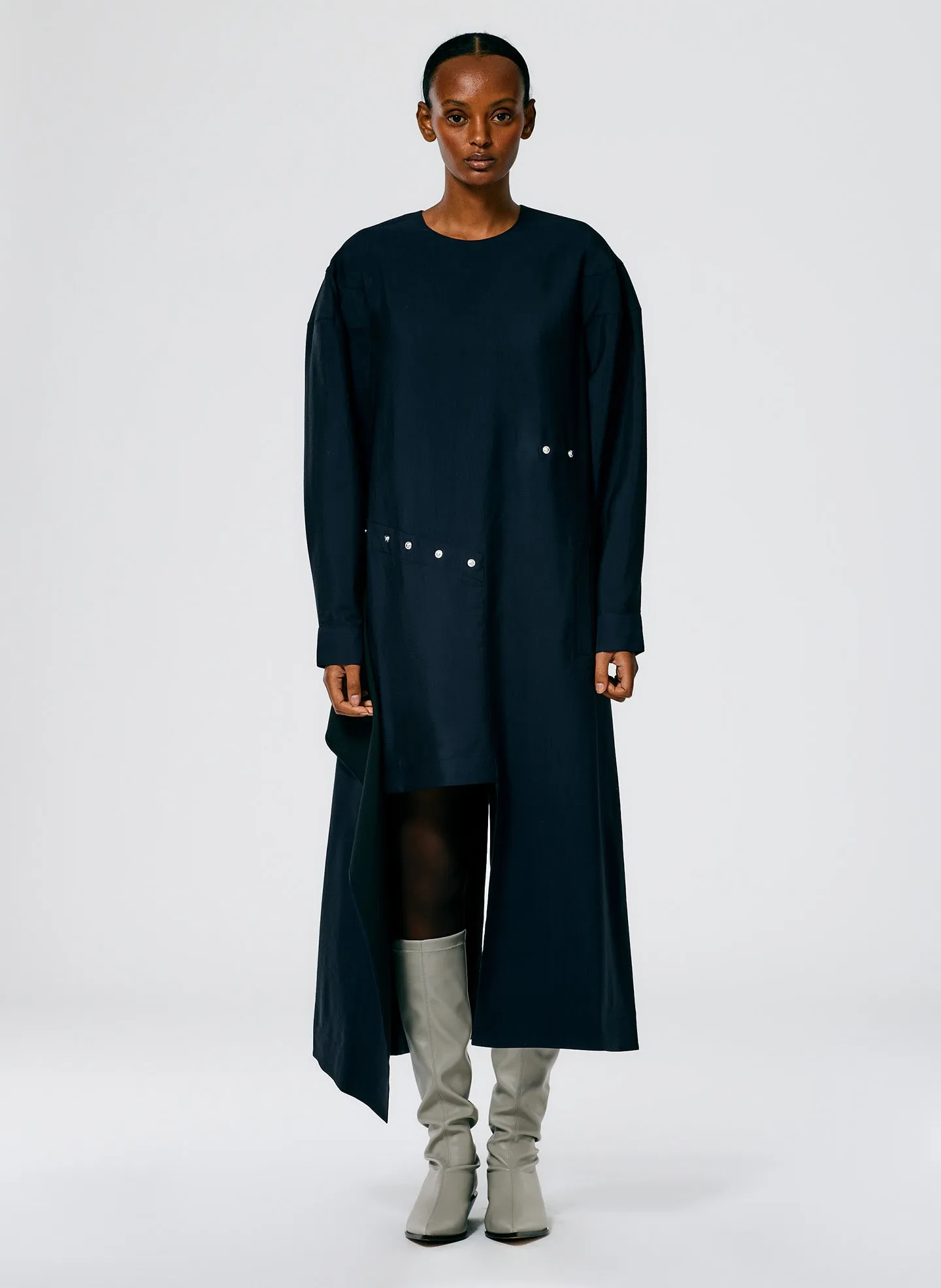 Viscose Plainweave Asymmetric Flap Snap Dress sold by Tibi product image thumbnail 4