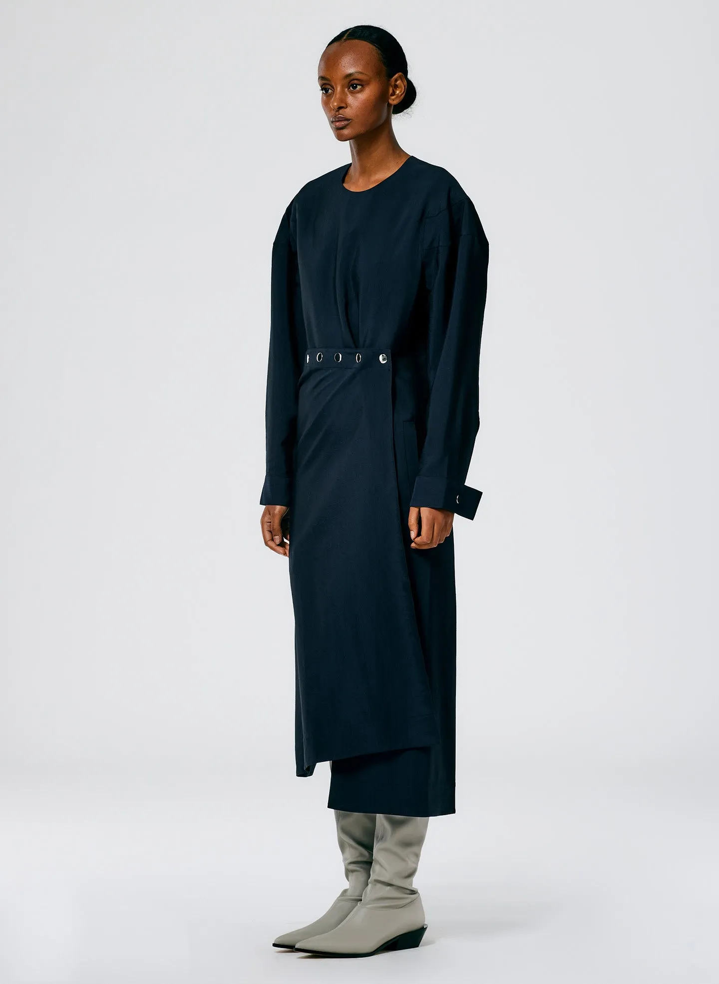 Viscose Plainweave Asymmetric Flap Snap Dress sold by Tibi product image thumbnail 2