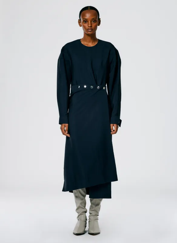 Viscose Plainweave Asymmetric Flap Snap Dress sold by Tibi
