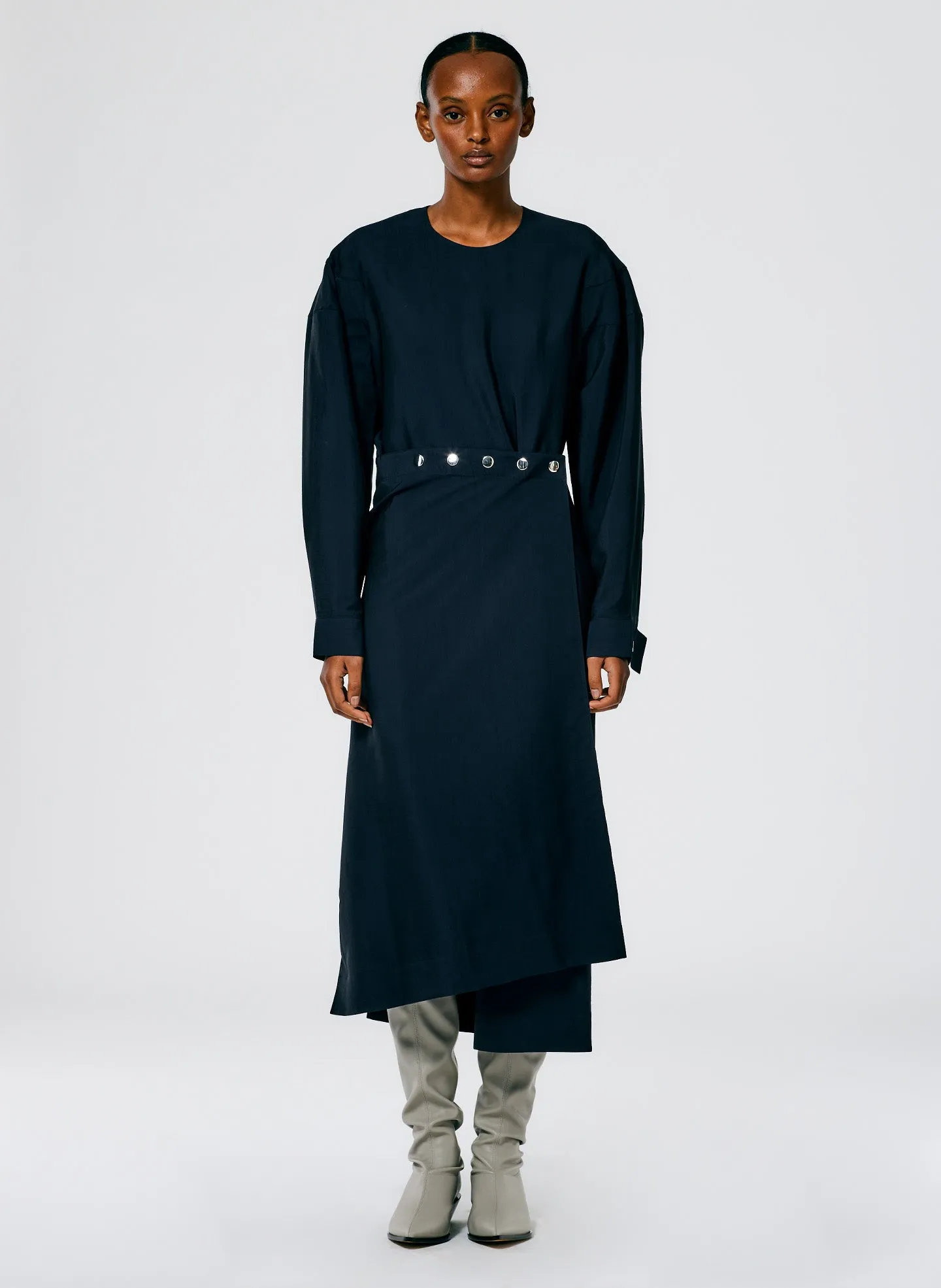 Viscose Plainweave Asymmetric Flap Snap Dress sold by Tibi