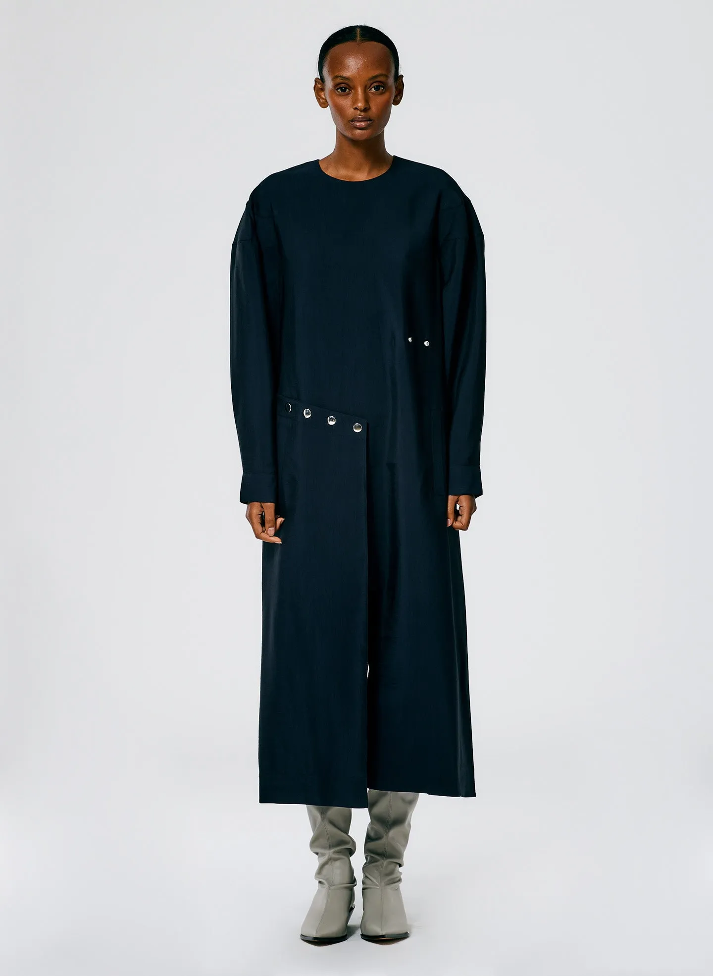 Viscose Plainweave Asymmetric Flap Snap Dress sold by Tibi product image thumbnail 3