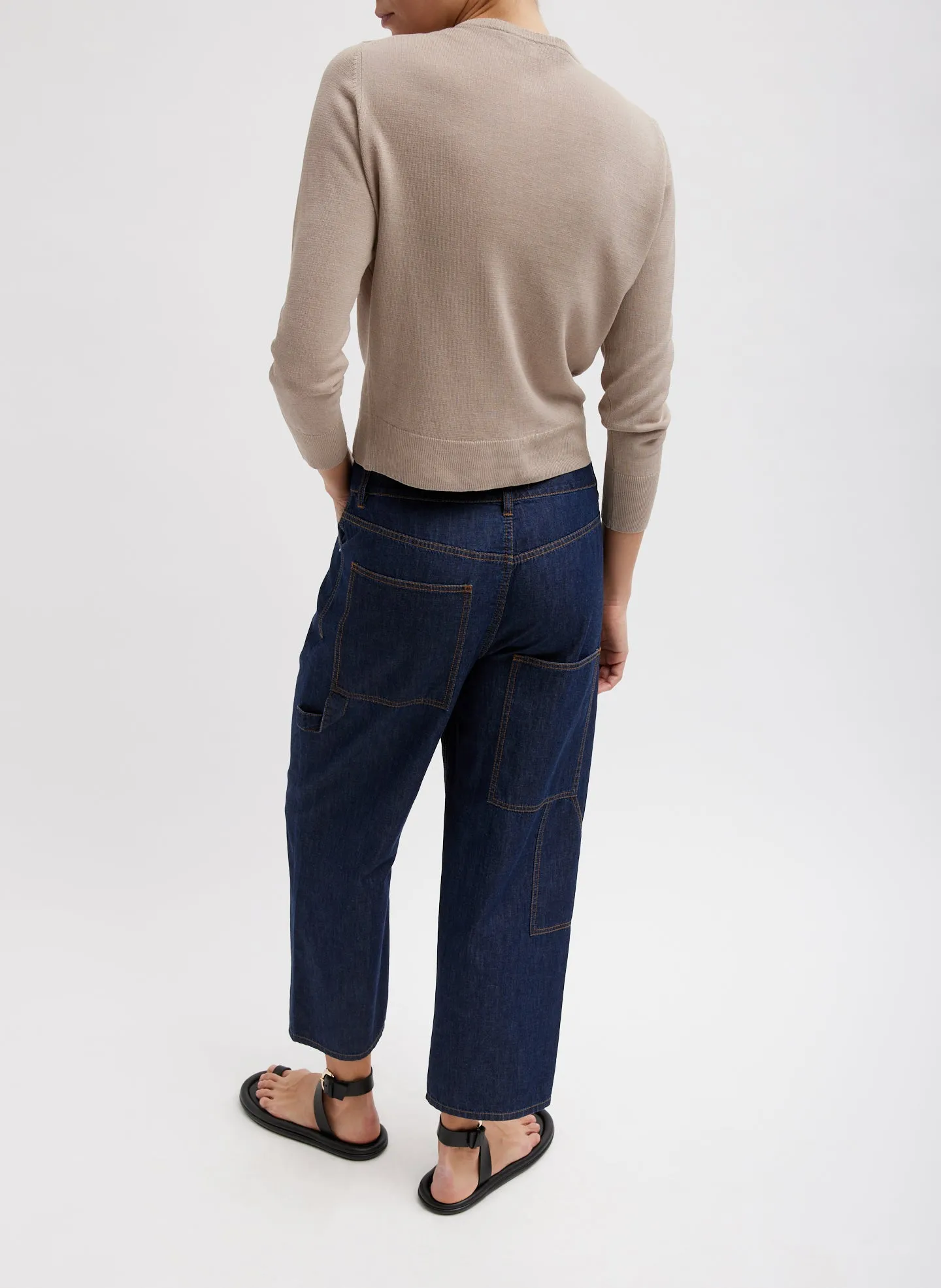 Summer Denim Cropped Slouchy Cargo Jean sold by Tibi product image thumbnail 4