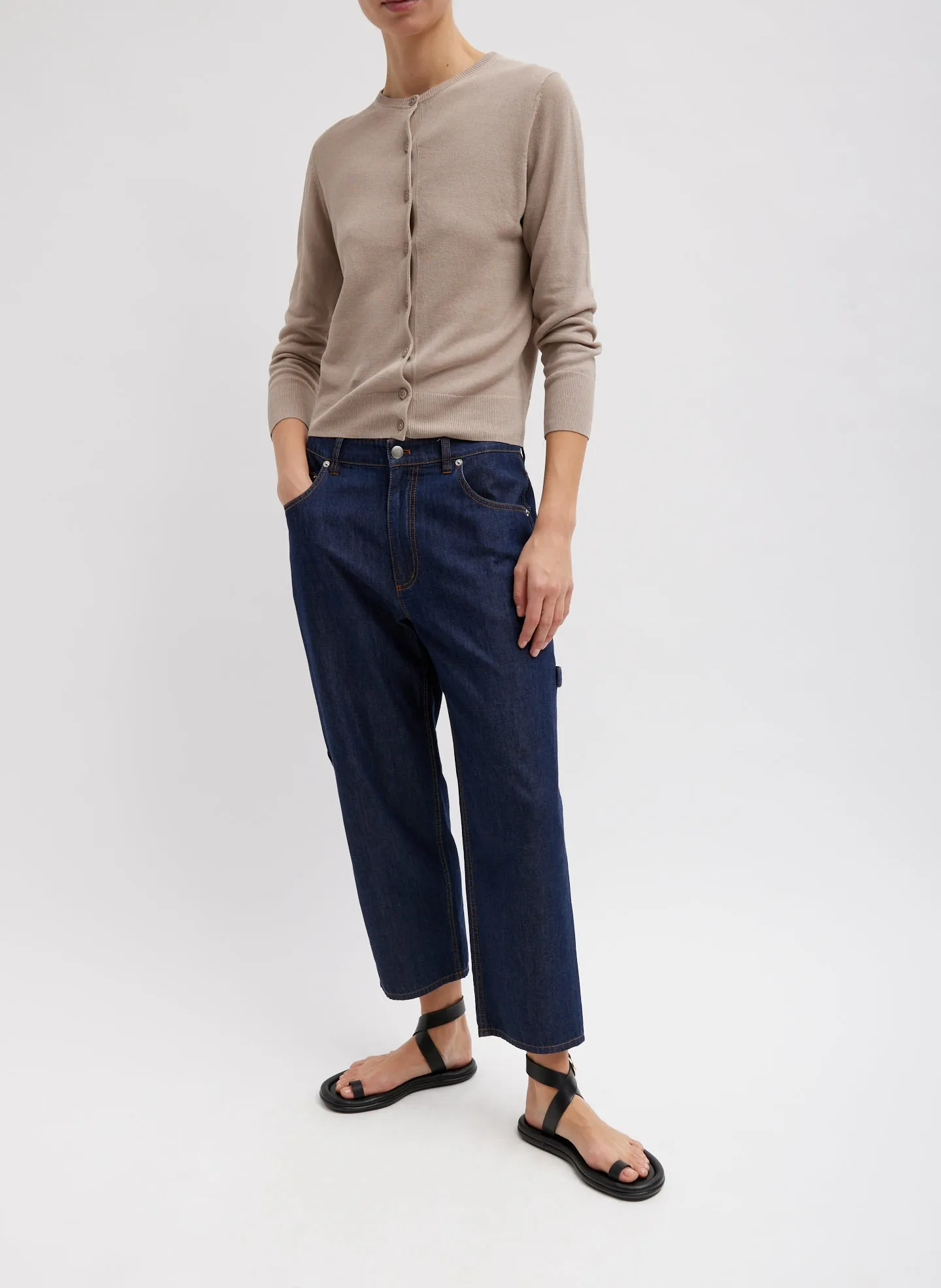Summer Denim Cropped Slouchy Cargo Jean sold by Tibi product image thumbnail 3