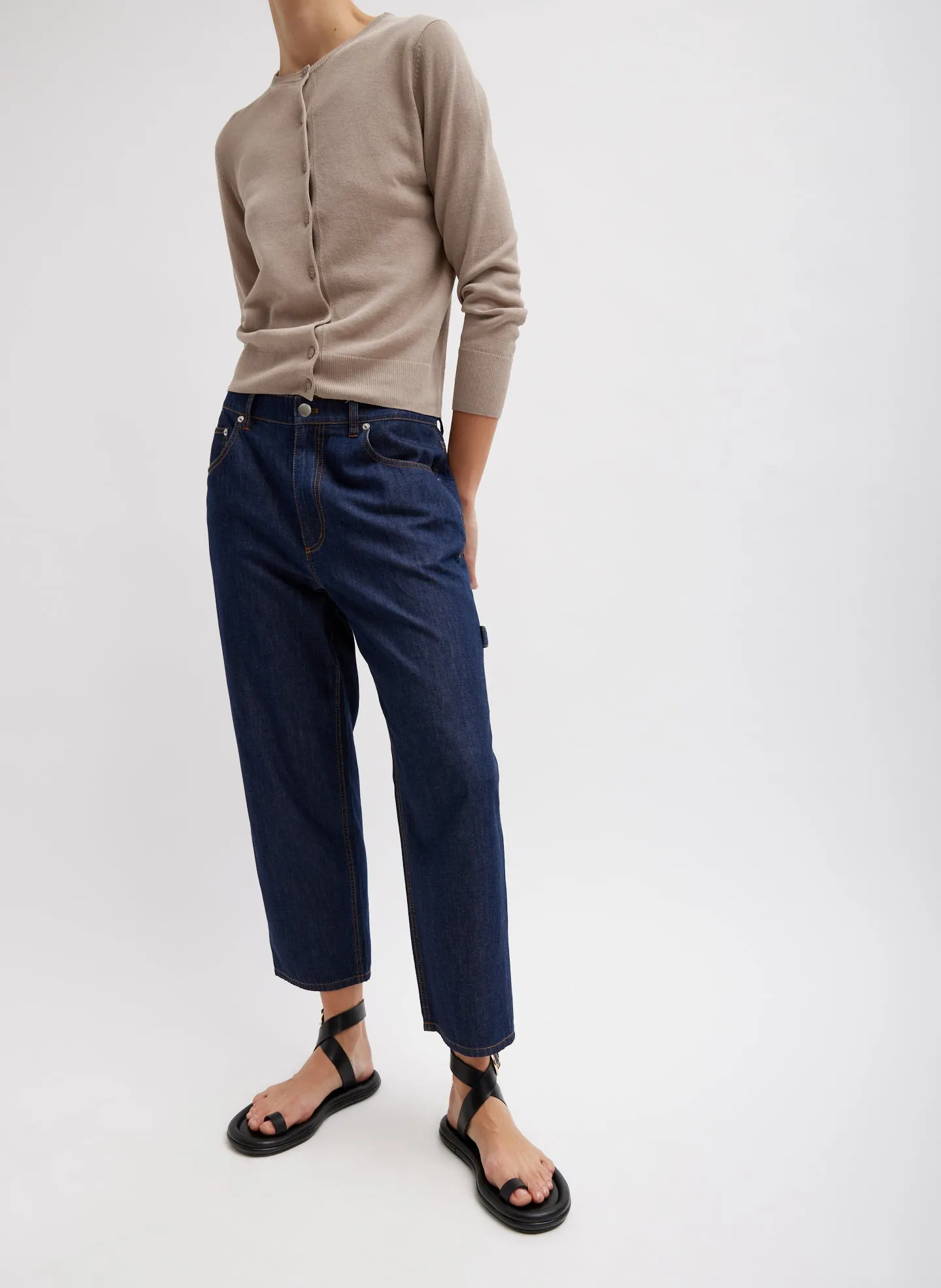 Summer Denim Cropped Slouchy Cargo Jean sold by Tibi