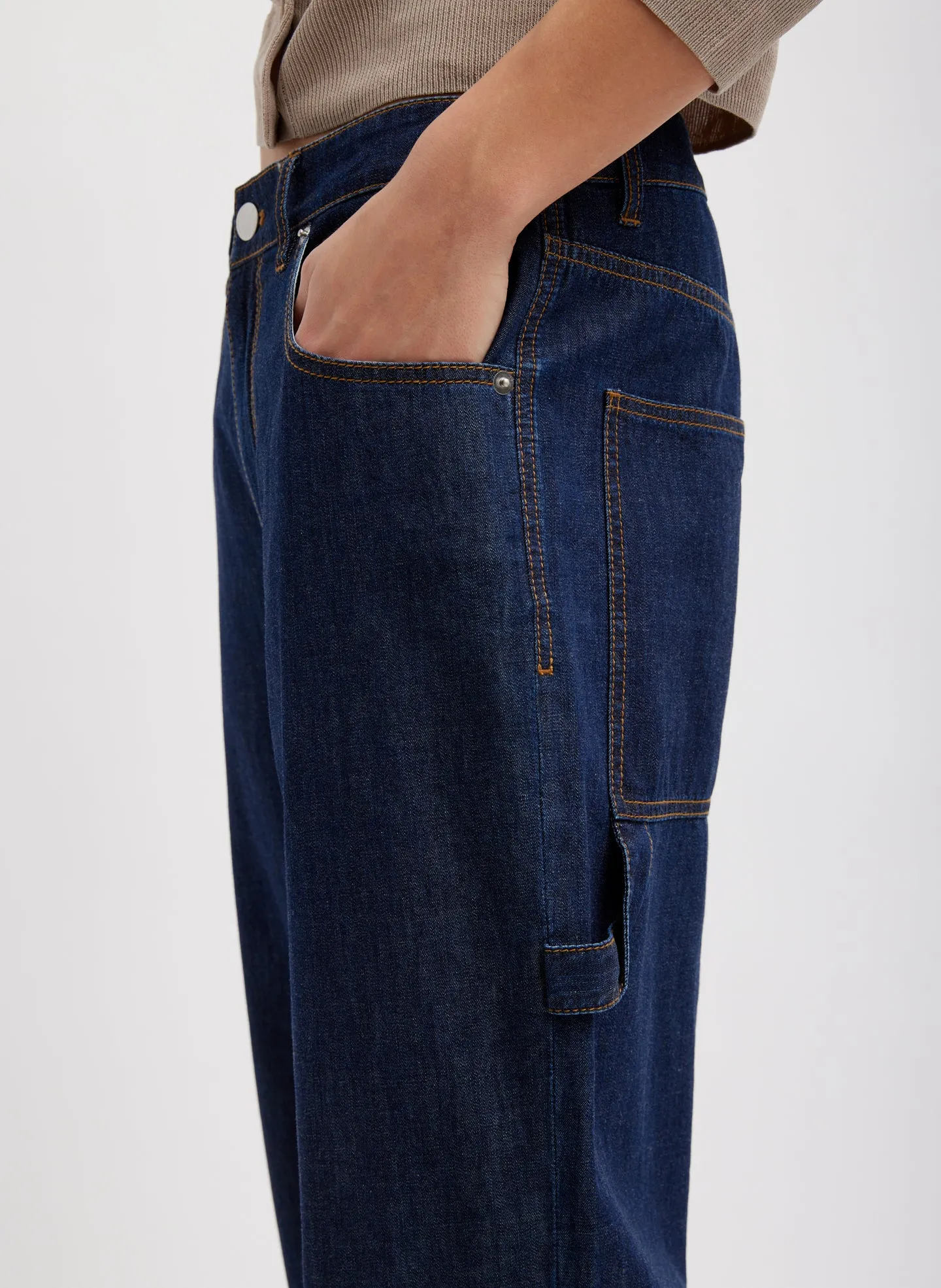 Summer Denim Cropped Slouchy Cargo Jean sold by Tibi product image thumbnail 2