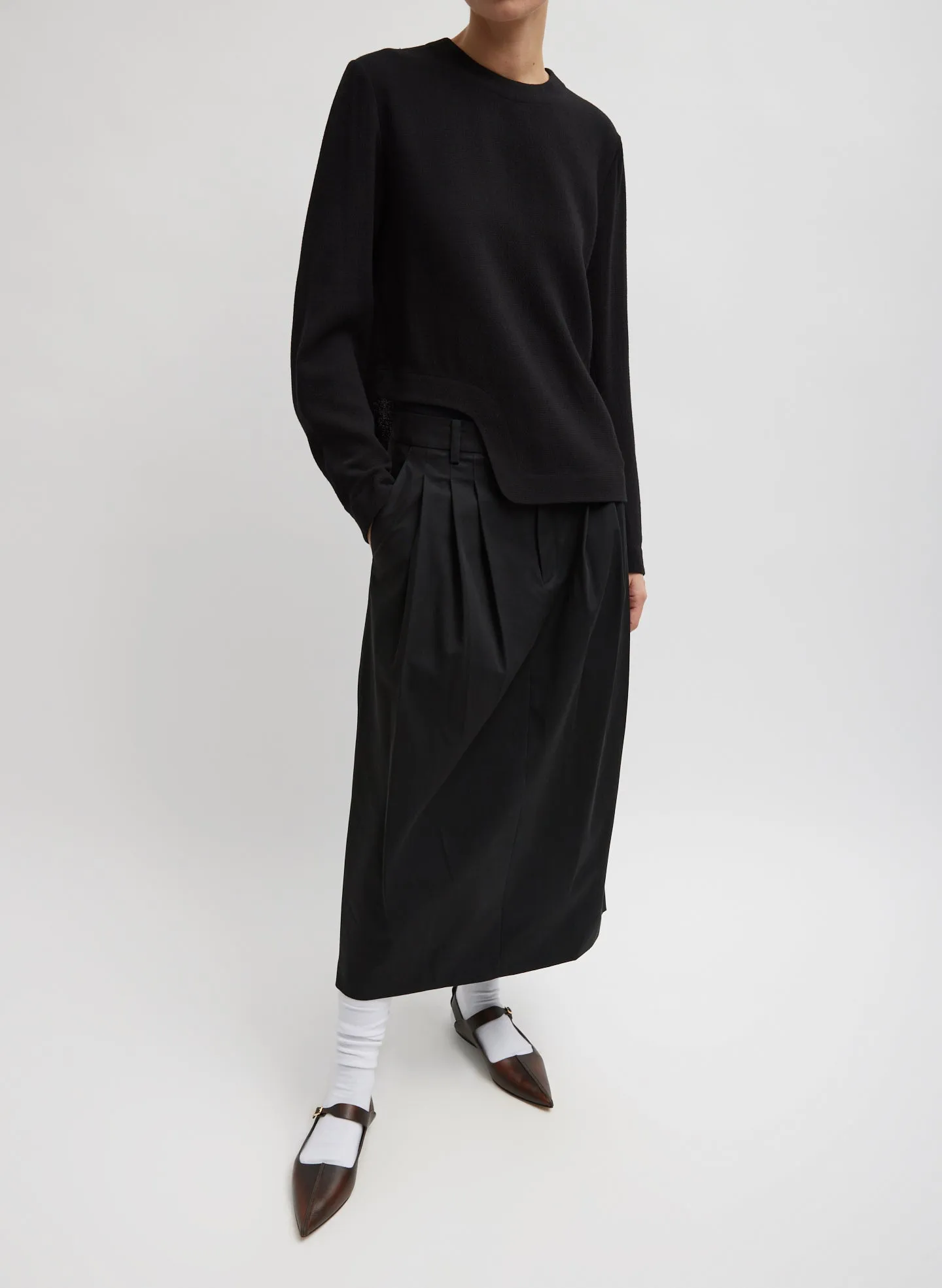 Bio Twill Triple Pleat Skirt sold by Tibi