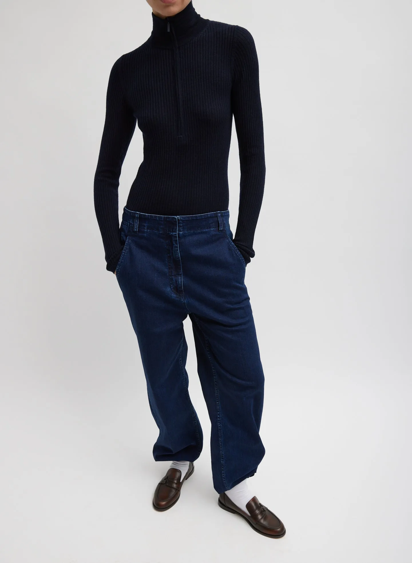 Feather Weight Ribbed Turtleneck Zip Up Sweater sold by Tibi product image thumbnail 3