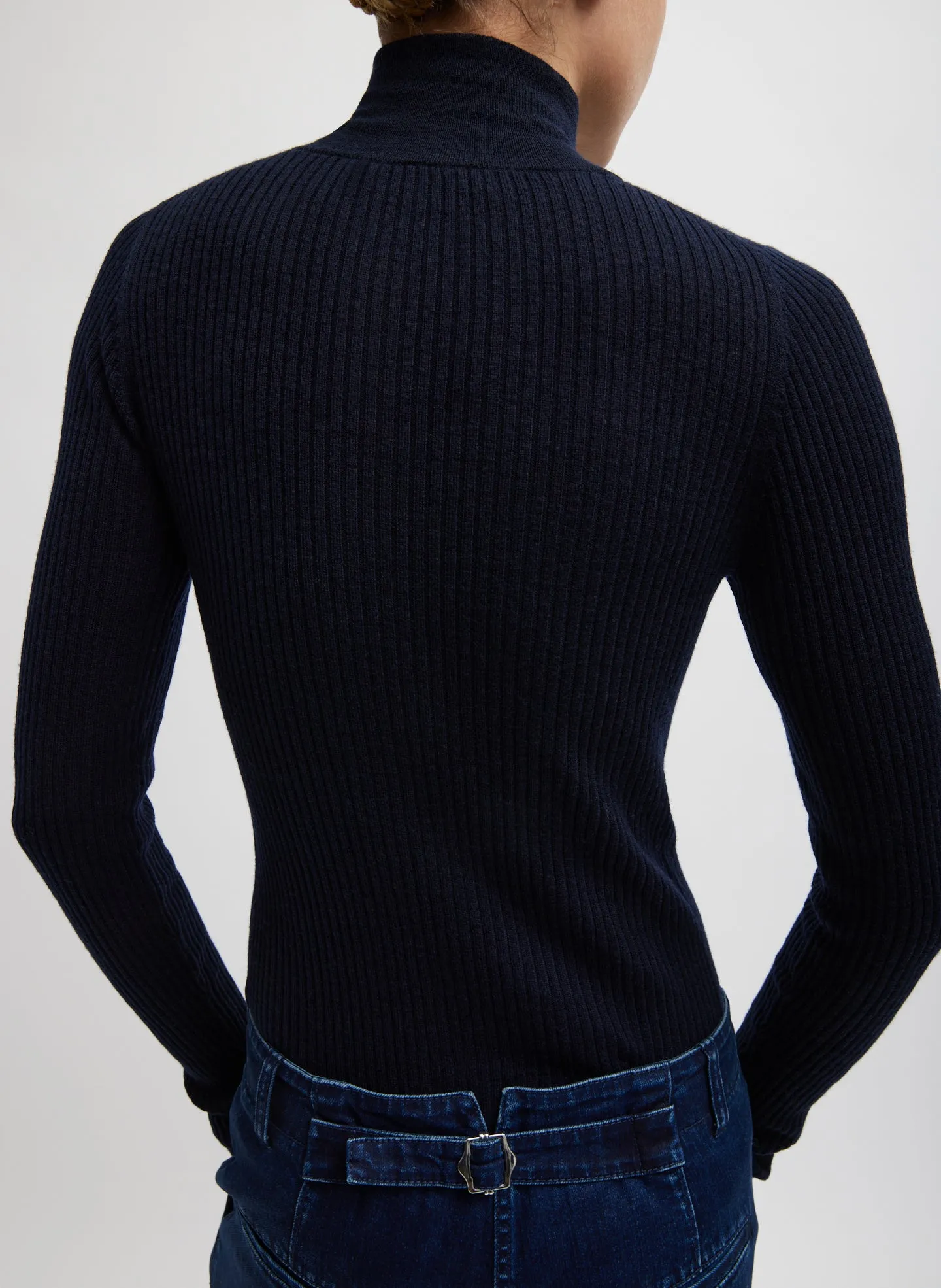 Feather Weight Ribbed Turtleneck Zip Up Sweater sold by Tibi product image thumbnail 2