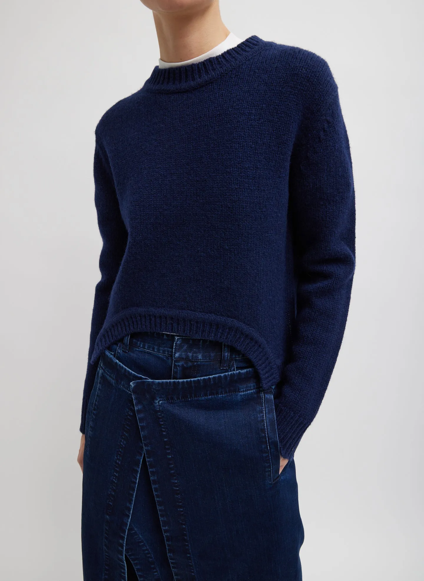 Soft Lambswool Shrunken Crewneck Pullover sold by Tibi