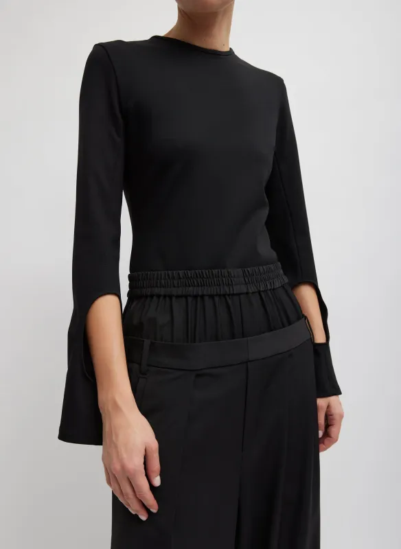 Compact Ultra Stretch Half Moon Cutout Sleeve Top sold by Tibi