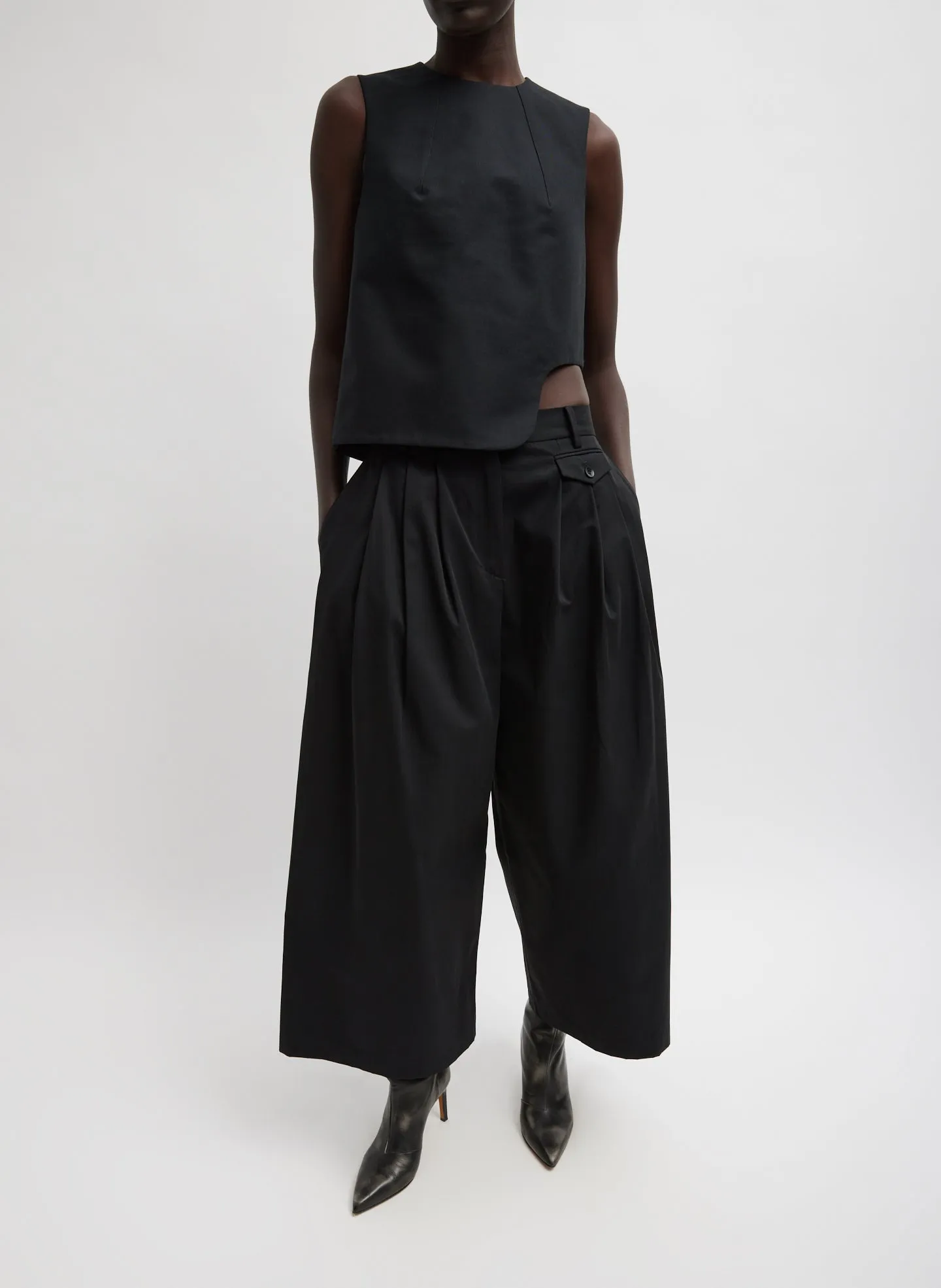Bio Twill Triple Pleat Cropped Pant sold by Tibi
