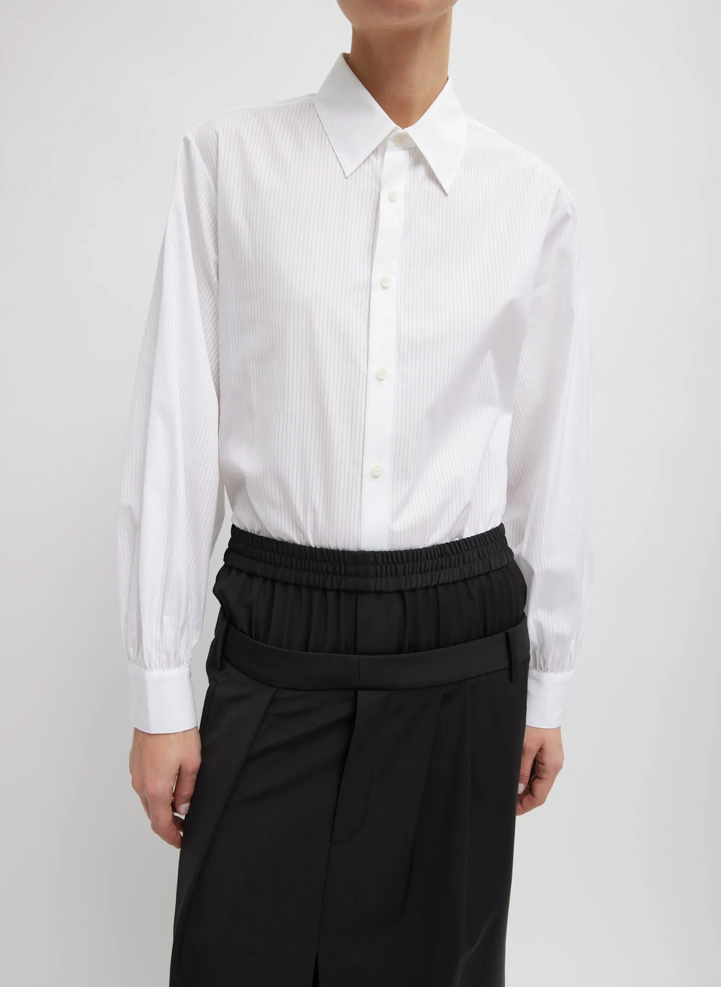 Gossamer Stripe Bishop Sleeve Shirt sold by Tibi