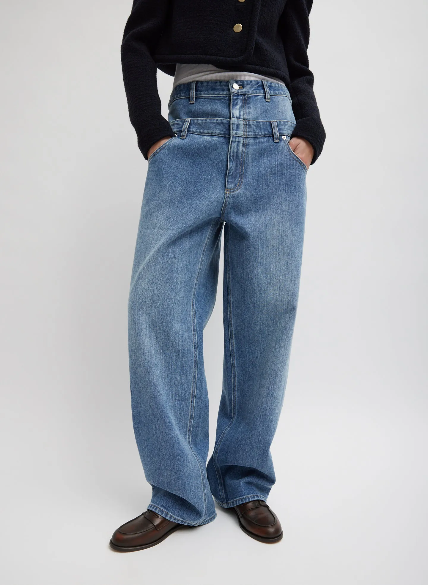 Classic Wash Denim Double Waisted Slouchy Carpenter Jean sold by Tibi product image thumbnail 4