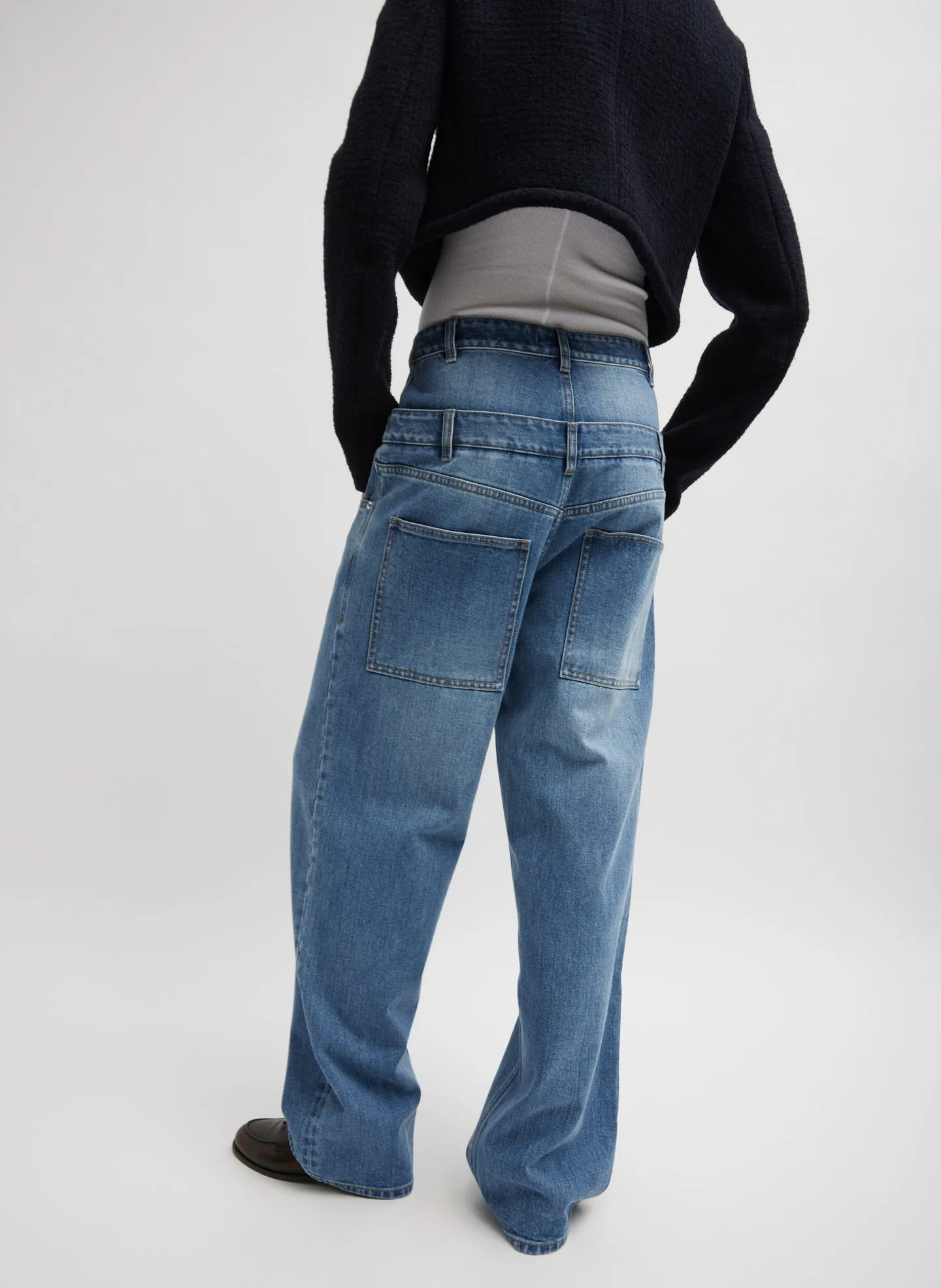 Classic Wash Denim Double Waisted Slouchy Carpenter Jean sold by Tibi product image thumbnail 3
