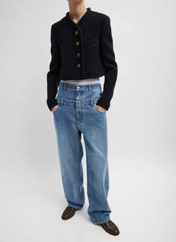 Classic Wash Denim Double Waisted Slouchy Carpenter Jean made by Tibi