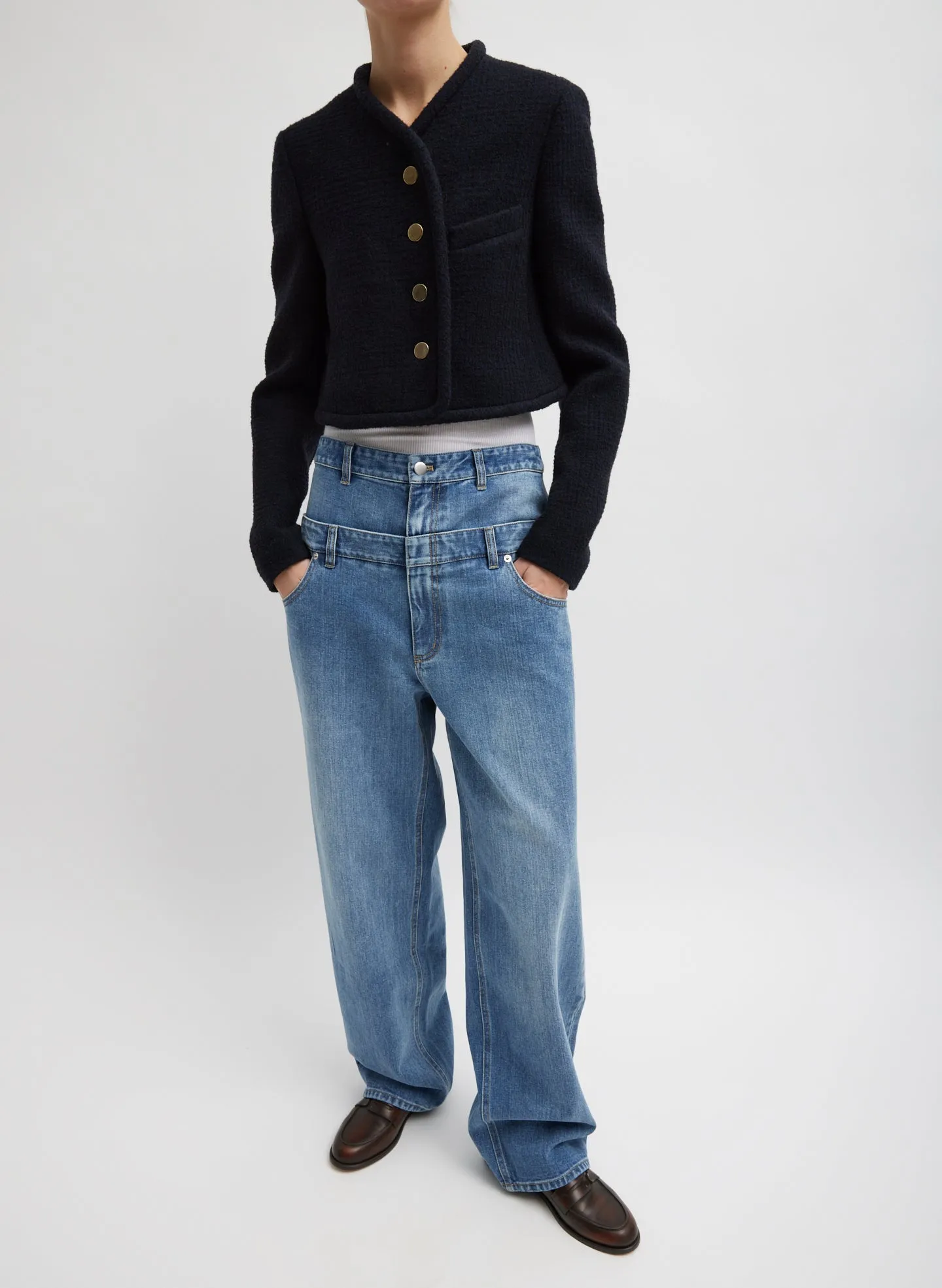 Classic Wash Denim Double Waisted Slouchy Carpenter Jean sold by Tibi