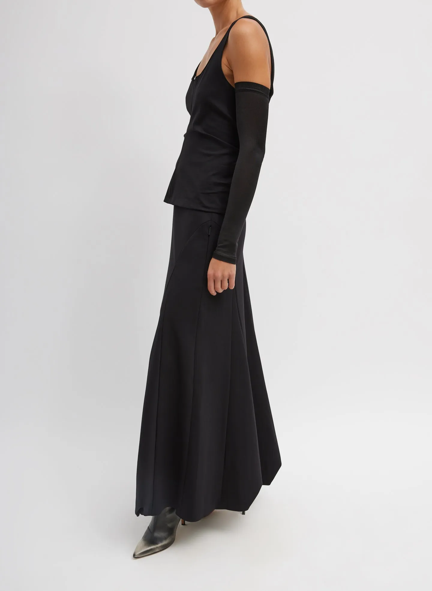 Compact Ultra Stretch Tucked Panel Maxi Skirt sold by Tibi product image thumbnail 2