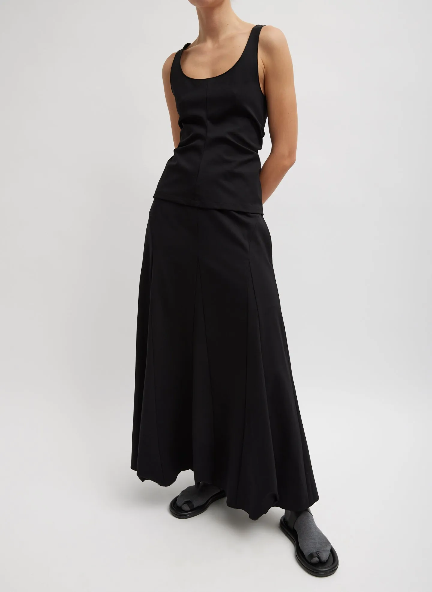 Compact Ultra Stretch Tucked Panel Maxi Skirt sold by Tibi product image thumbnail 3