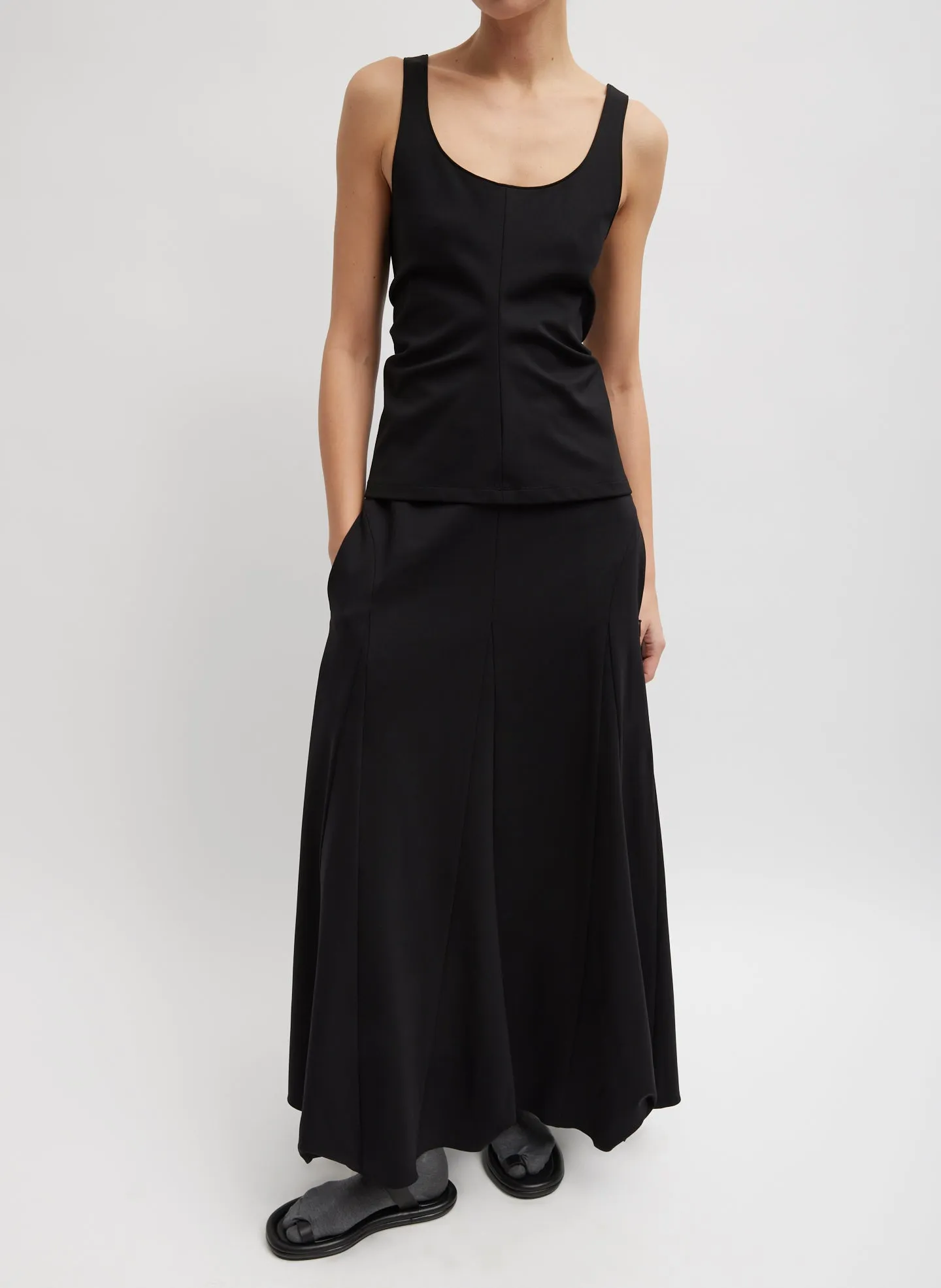 Compact Ultra Stretch Tucked Panel Maxi Skirt sold by Tibi product image thumbnail 5