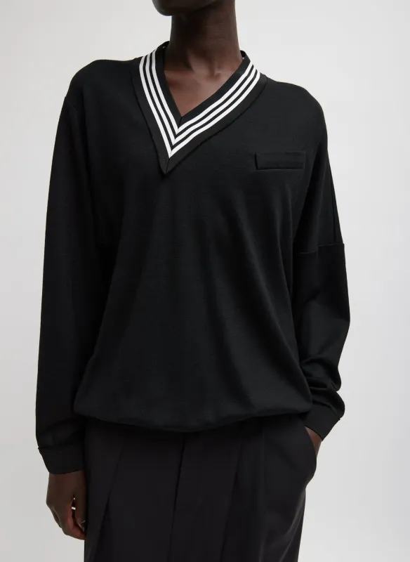 Wool Jersey V-Neck Tennis Pullover sold by Tibi