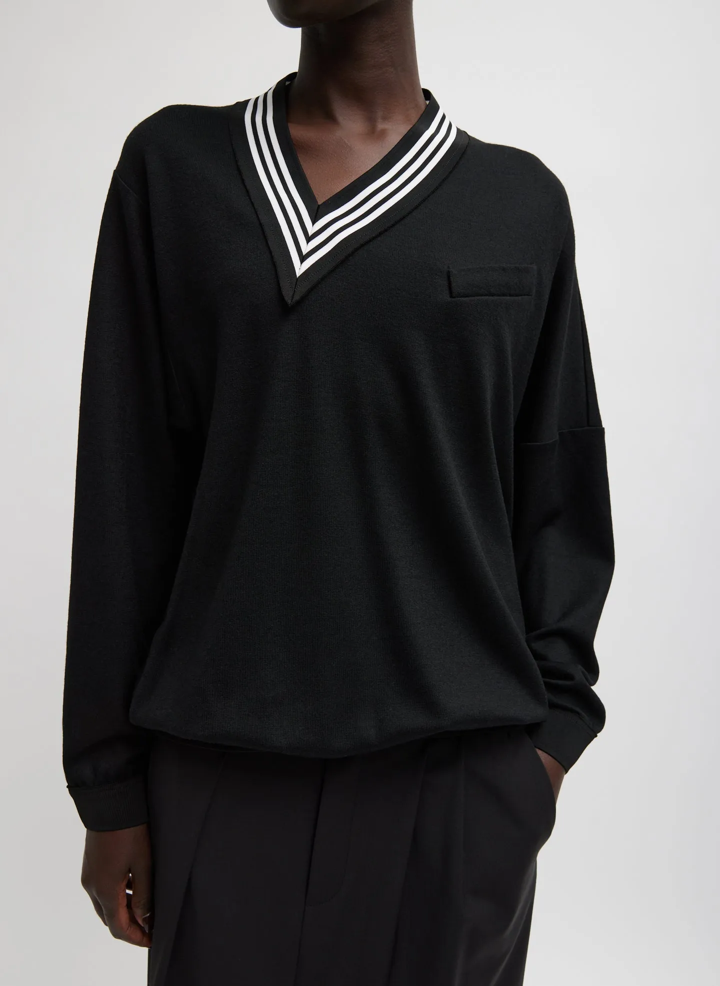 Wool Jersey V-Neck Tennis Pullover sold by Tibi